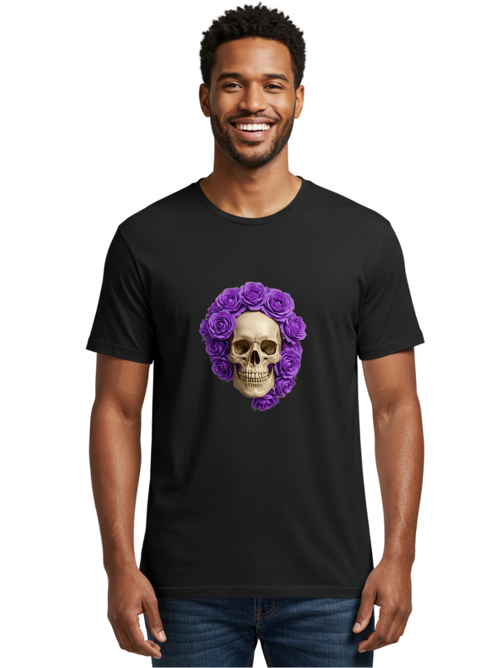 Skull-With-Roses Men'S Graphic Tee, 100% Cotton, Comfortable Casual Summer Wear, Machine Washable, Vintage Camera, Old Camera, Antique Camera, Black Camera, Classic Photography, Photography Equipment, Nostalgic Device, Film Camera, Camera Art Ban496