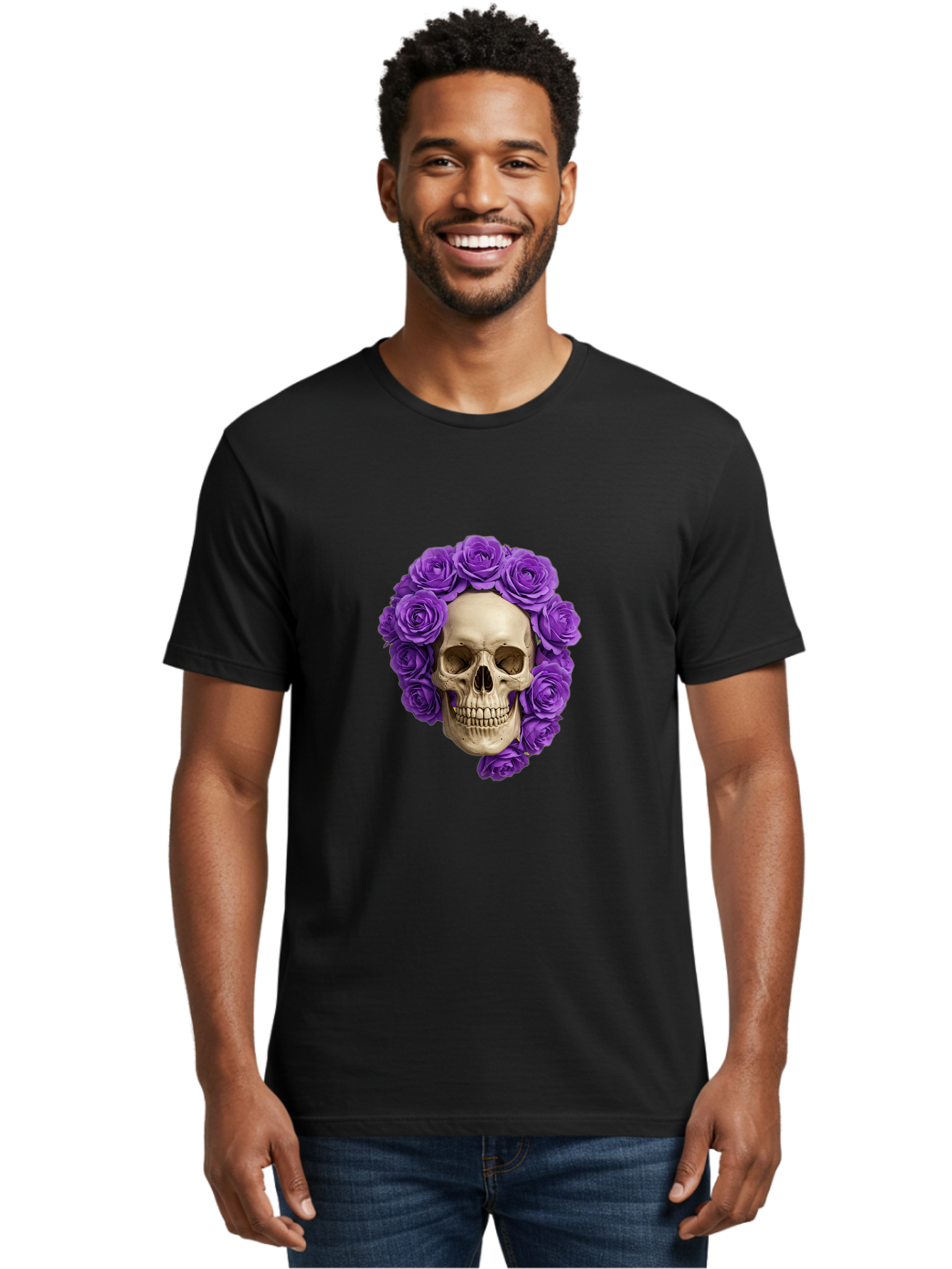Skull-With-Roses Men'S Graphic Tee, 100% Cotton, Comfortable Casual Summer Wear, Machine Washable, Vintage Camera, Old Camera, Antique Camera, Black Camera, Classic Photography, Photography Equipment, Nostalgic Device, Film Camera, Camera Art Ban496