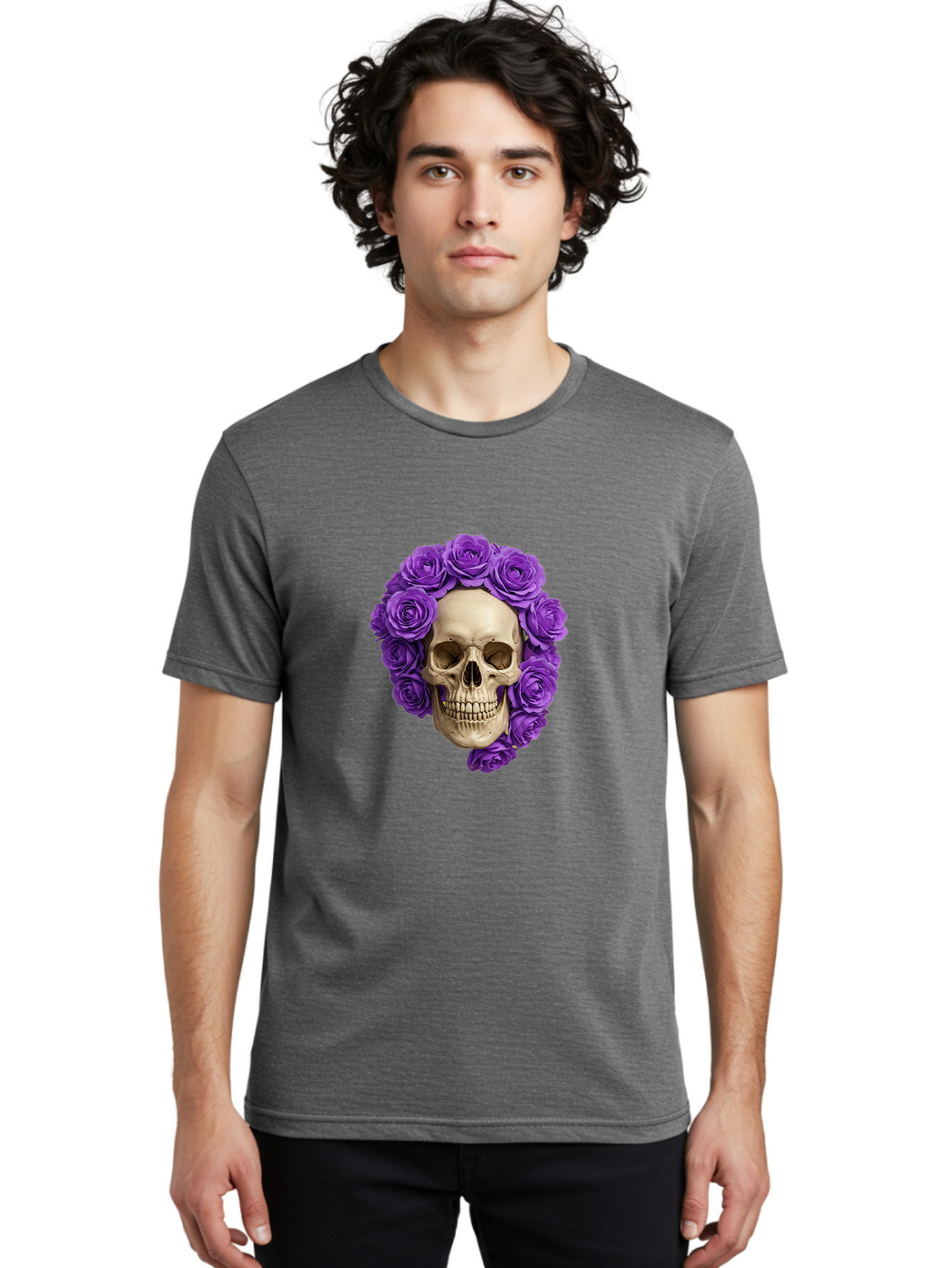 Skull-With-Roses Men'S Graphic Tee, 100% Cotton, Comfortable Casual Summer Wear, Machine Washable, Vintage Camera, Old Camera, Antique Camera, Black Camera, Classic Photography, Photography Equipment, Nostalgic Device, Film Camera, Camera Art Ban496