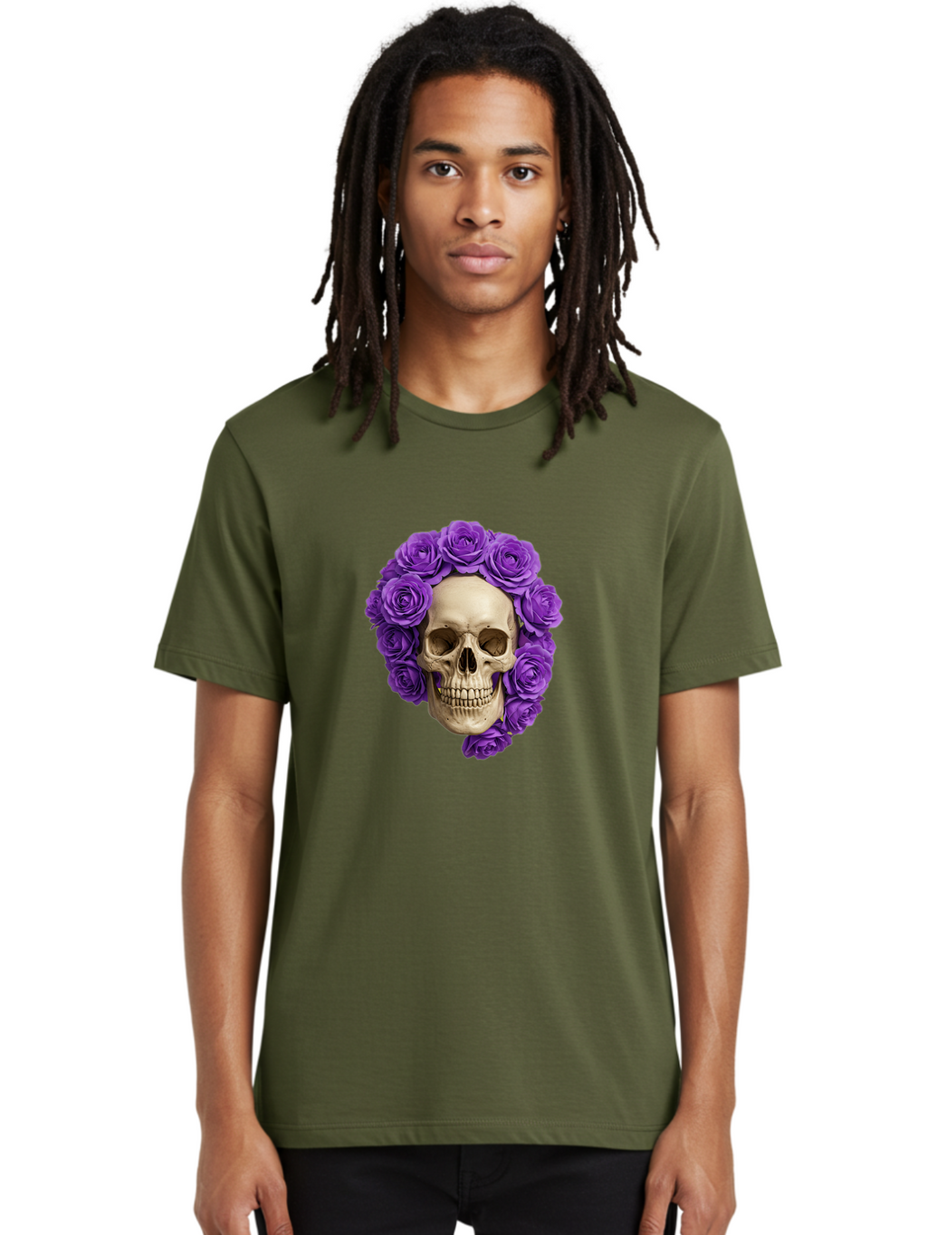 Skull-With-Roses Men'S Graphic Tee, 100% Cotton, Comfortable Casual Summer Wear, Machine Washable, Vintage Camera, Old Camera, Antique Camera, Black Camera, Classic Photography, Photography Equipment, Nostalgic Device, Film Camera, Camera Art Ban496
