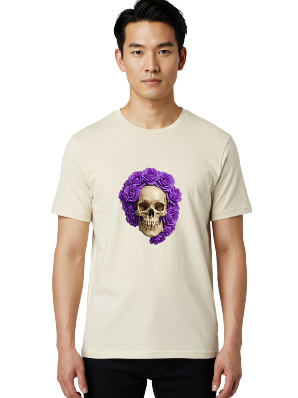Skull-With-Roses Men'S Graphic Tee, 100% Cotton, Comfortable Casual Summer Wear, Machine Washable, Vintage Camera, Old Camera, Antique Camera, Black Camera, Classic Photography, Photography Equipment, Nostalgic Device, Film Camera, Camera Art Ban496
