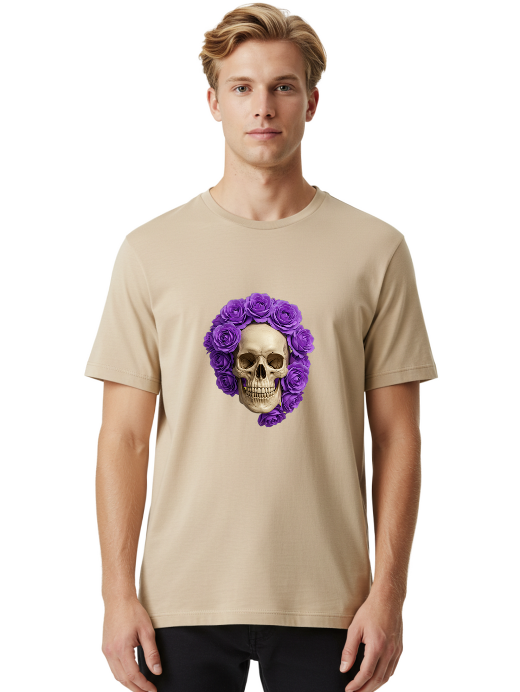 Skull-With-Roses Men'S Graphic Tee, 100% Cotton, Comfortable Casual Summer Wear, Machine Washable, Vintage Camera, Old Camera, Antique Camera, Black Camera, Classic Photography, Photography Equipment, Nostalgic Device, Film Camera, Camera Art Ban496