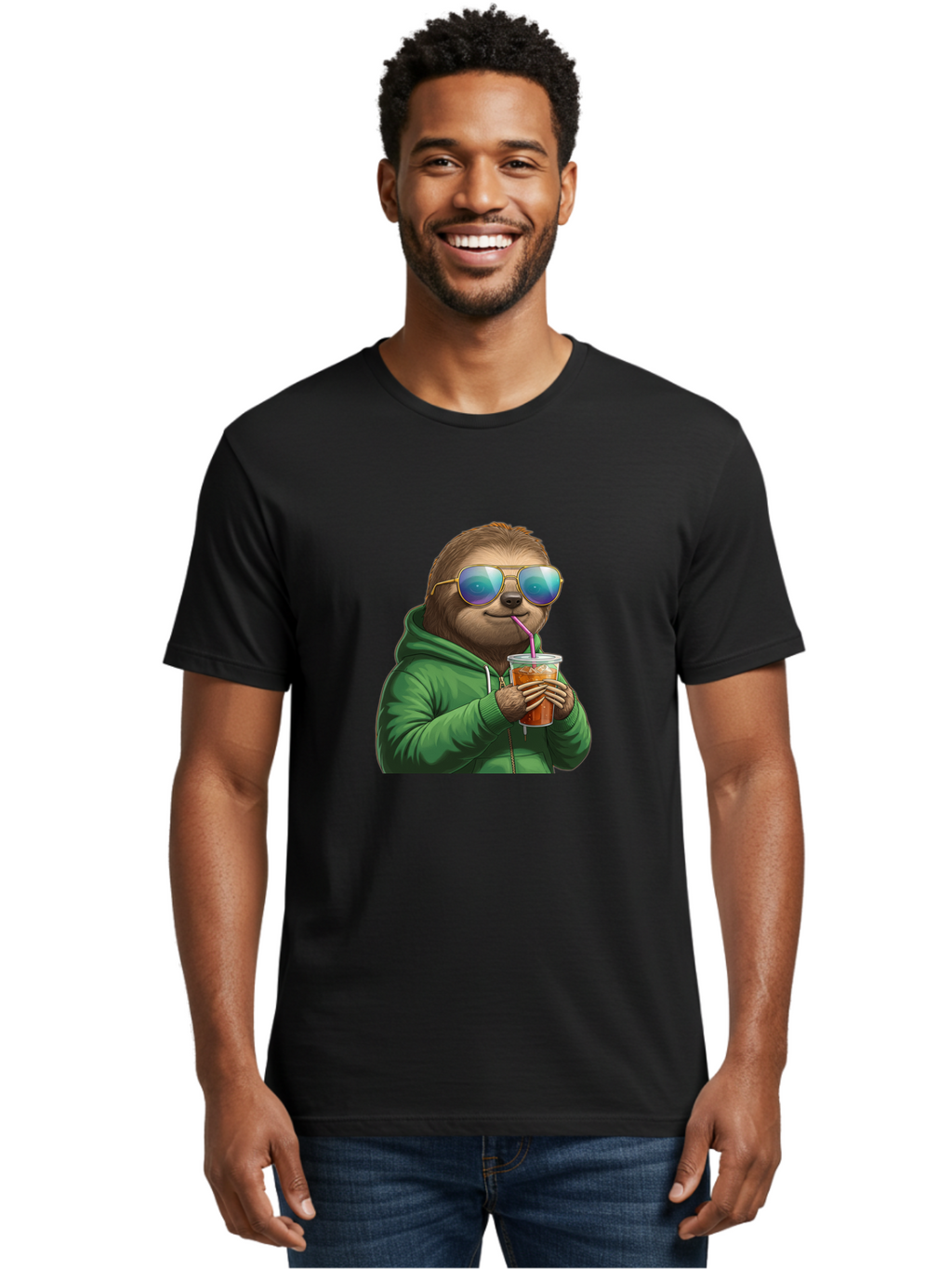 Sloth-Drinking-Iced-Tea Men'S Graphic Tee, 100% Cotton, Comfortable Casual Summer Wear, Machine Washable, Vintage Camera, Old Camera, Antique Camera, Black Camera, Classic Photography, Photography Equipment, Nostalgic Device, Film Camera, Ban509