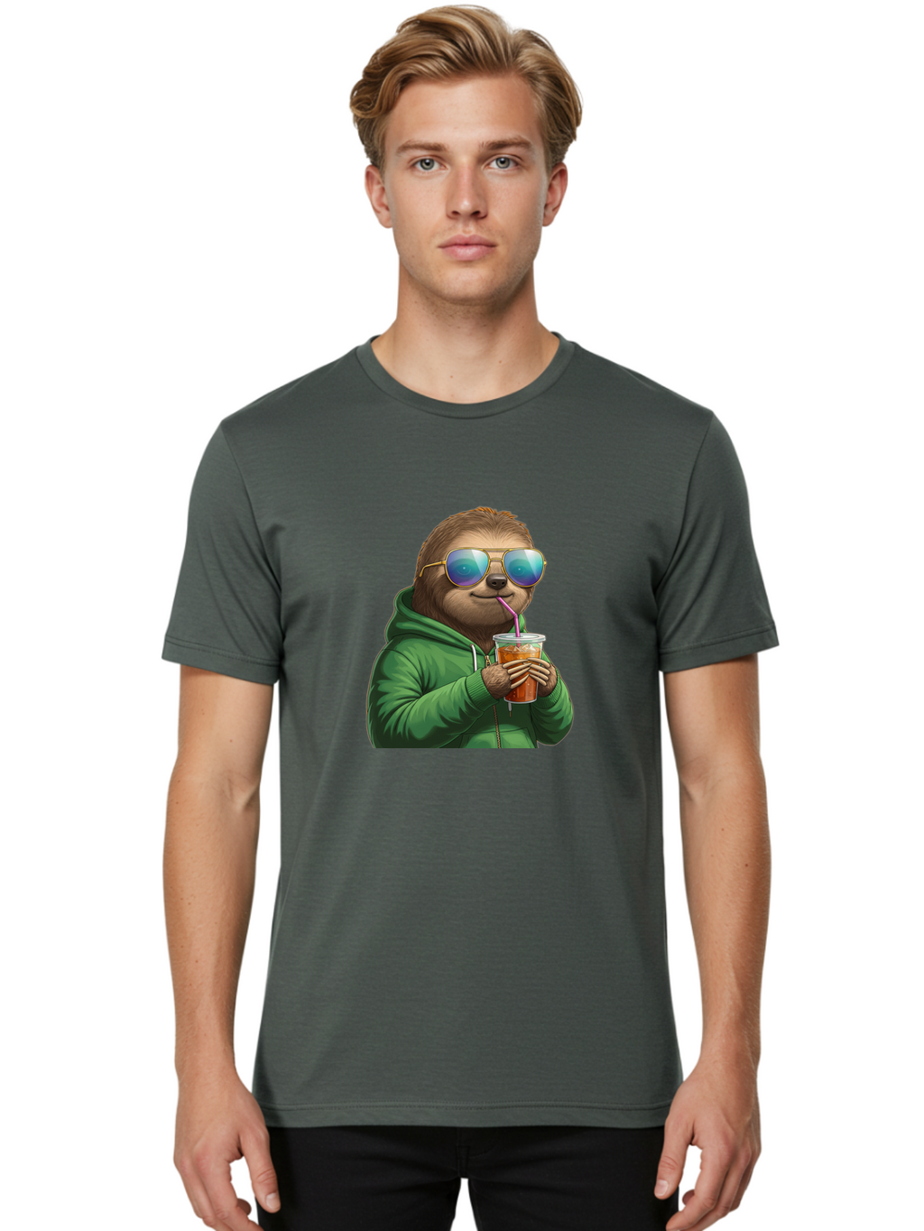 Sloth-Drinking-Iced-Tea Men'S Graphic Tee, 100% Cotton, Comfortable Casual Summer Wear, Machine Washable, Vintage Camera, Old Camera, Antique Camera, Black Camera, Classic Photography, Photography Equipment, Nostalgic Device, Film Camera, Ban509