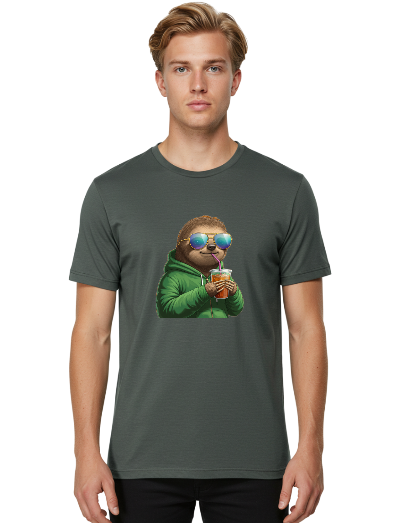 Sloth-Drinking-Iced-Tea Men'S Graphic Tee, 100% Cotton, Comfortable Casual Summer Wear, Machine Washable, Vintage Camera, Old Camera, Antique Camera, Black Camera, Classic Photography, Photography Equipment, Nostalgic Device, Film Camera, Ban509