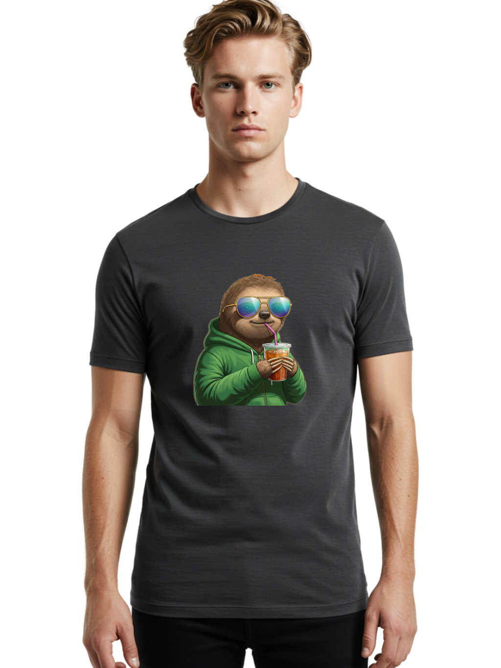 Sloth-Drinking-Iced-Tea Men'S Graphic Tee, 100% Cotton, Comfortable Casual Summer Wear, Machine Washable, Vintage Camera, Old Camera, Antique Camera, Black Camera, Classic Photography, Photography Equipment, Nostalgic Device, Film Camera, Ban509