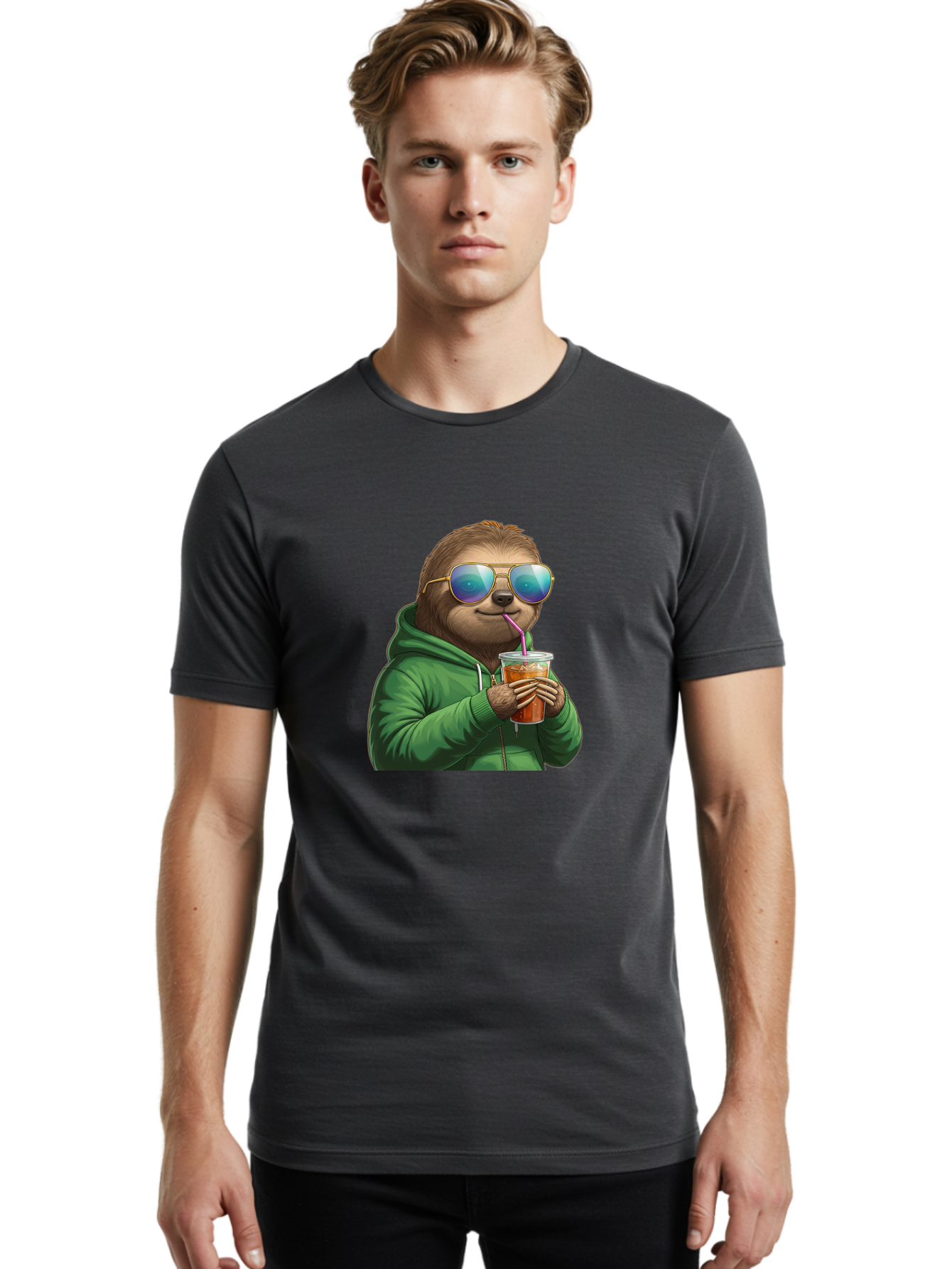 Sloth-Drinking-Iced-Tea Men'S Graphic Tee, 100% Cotton, Comfortable Casual Summer Wear, Machine Washable, Vintage Camera, Old Camera, Antique Camera, Black Camera, Classic Photography, Photography Equipment, Nostalgic Device, Film Camera, Ban509