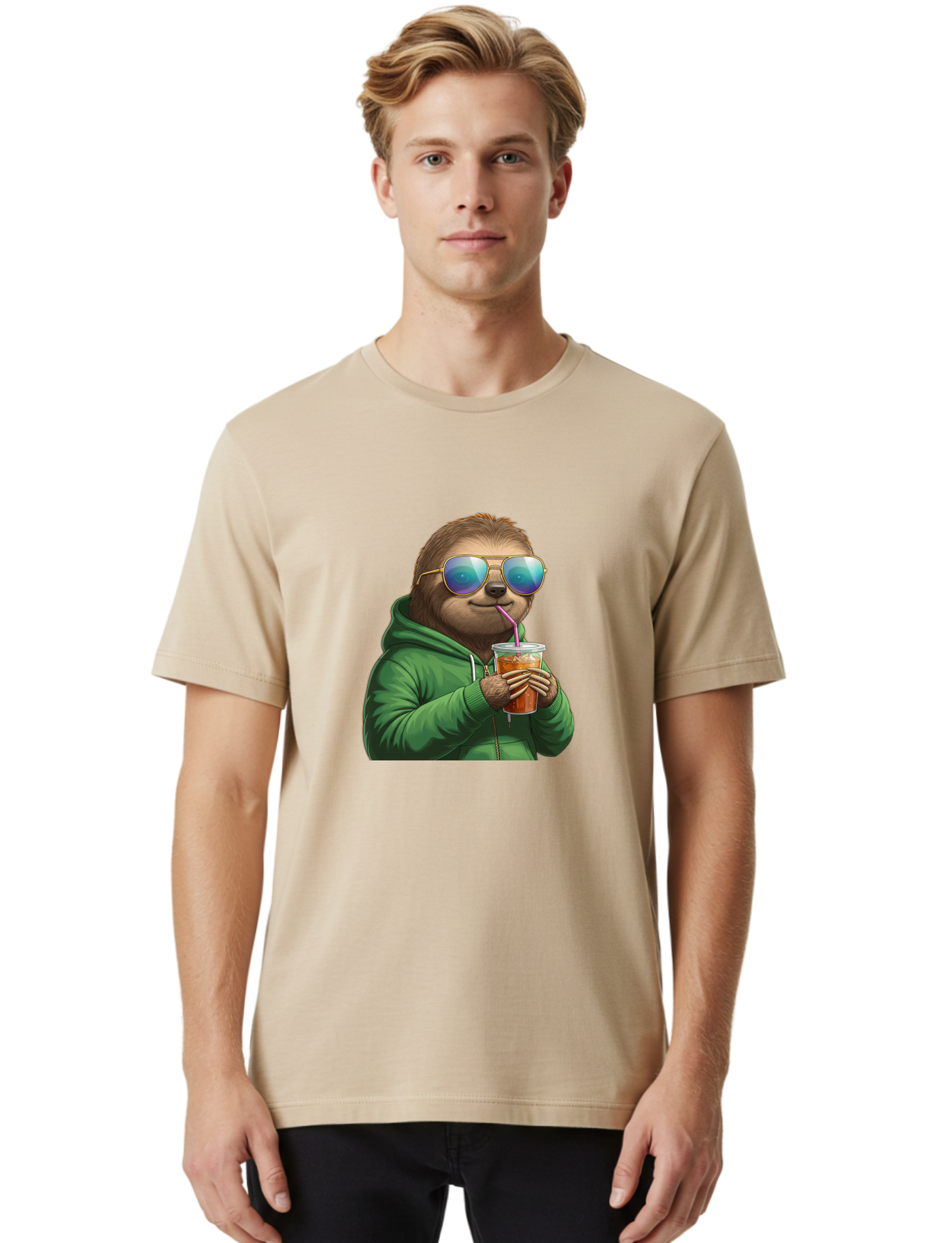 Sloth-Drinking-Iced-Tea Men'S Graphic Tee, 100% Cotton, Comfortable Casual Summer Wear, Machine Washable, Vintage Camera, Old Camera, Antique Camera, Black Camera, Classic Photography, Photography Equipment, Nostalgic Device, Film Camera, Ban509