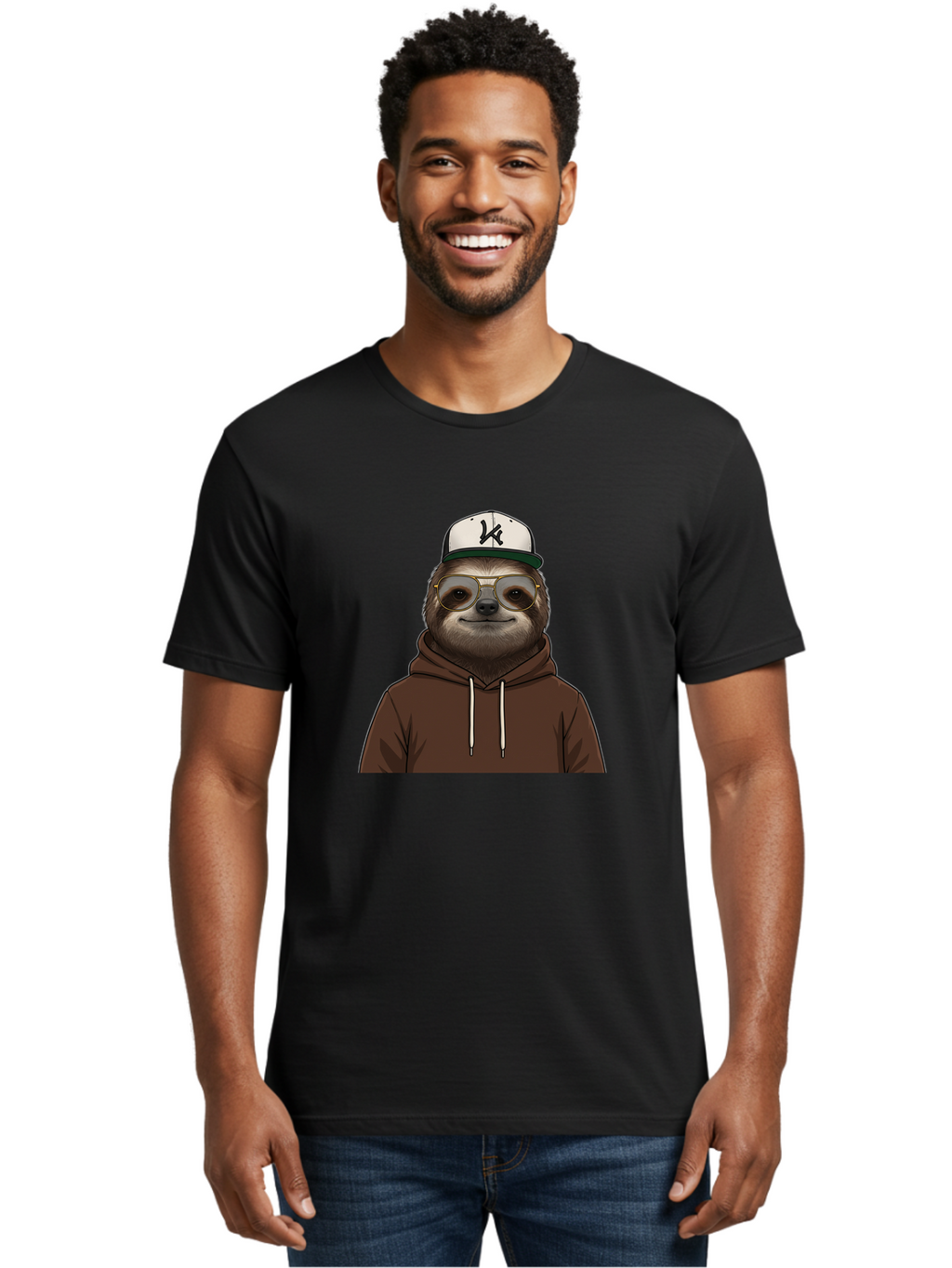 Sloth-In-Baseball-Cap Men'S Graphic Tee, 100% Cotton, Comfortable Casual Summer Wear, Machine Washable, Vintage Camera, Old Camera, Antique Camera, Black Camera, Classic Photography, Photography Equipment, Nostalgic Device, Film Camera, Ban512