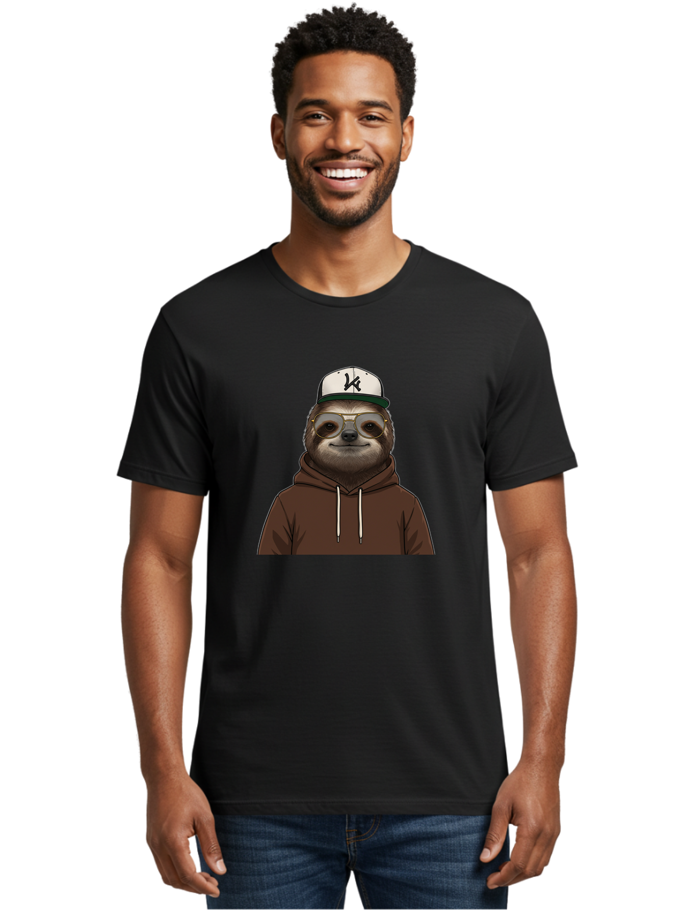 Sloth-In-Baseball-Cap Men'S Graphic Tee, 100% Cotton, Comfortable Casual Summer Wear, Machine Washable, Vintage Camera, Old Camera, Antique Camera, Black Camera, Classic Photography, Photography Equipment, Nostalgic Device, Film Camera, Ban512