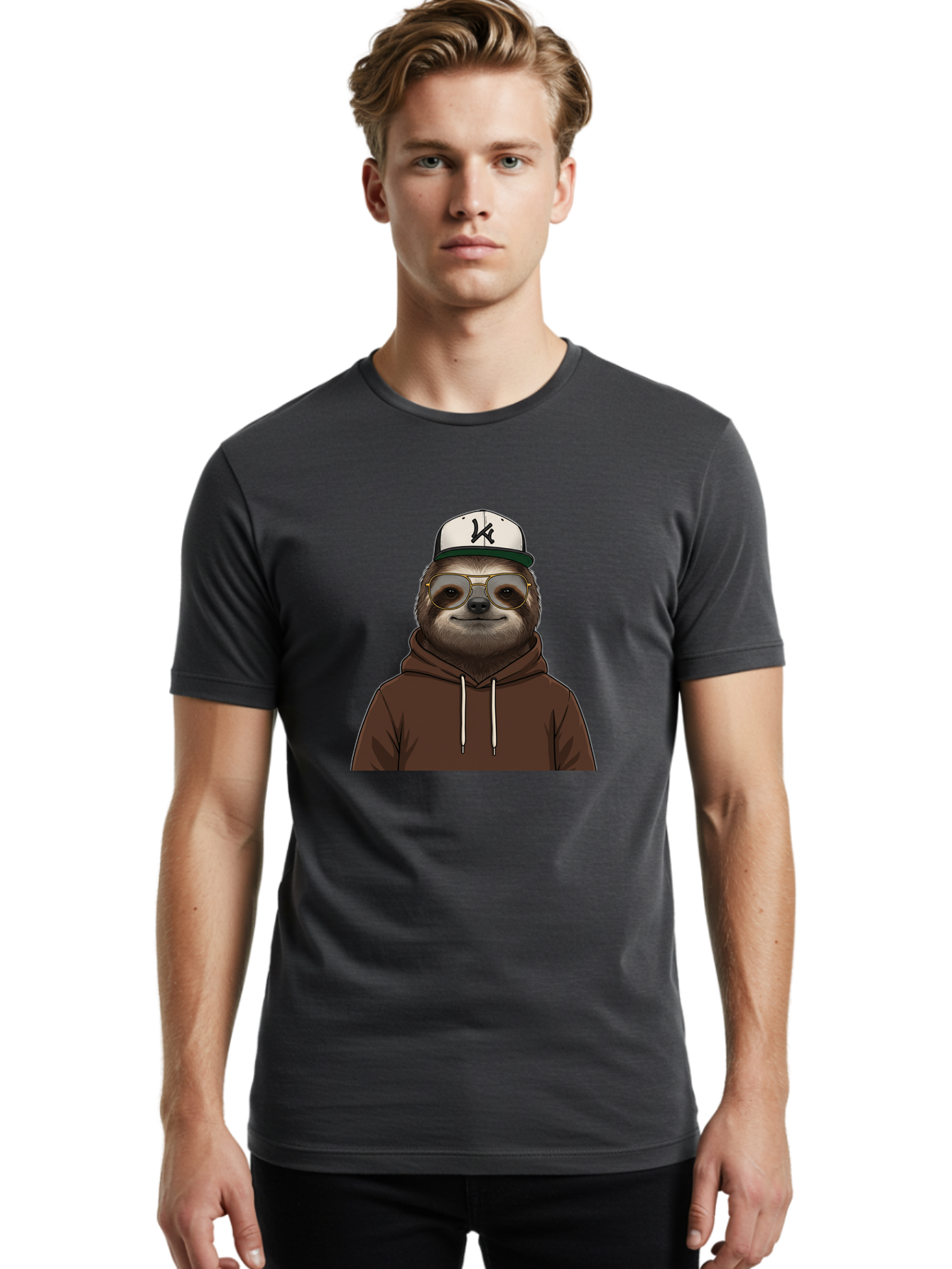 Sloth-In-Baseball-Cap Men'S Graphic Tee, 100% Cotton, Comfortable Casual Summer Wear, Machine Washable, Vintage Camera, Old Camera, Antique Camera, Black Camera, Classic Photography, Photography Equipment, Nostalgic Device, Film Camera, Ban512
