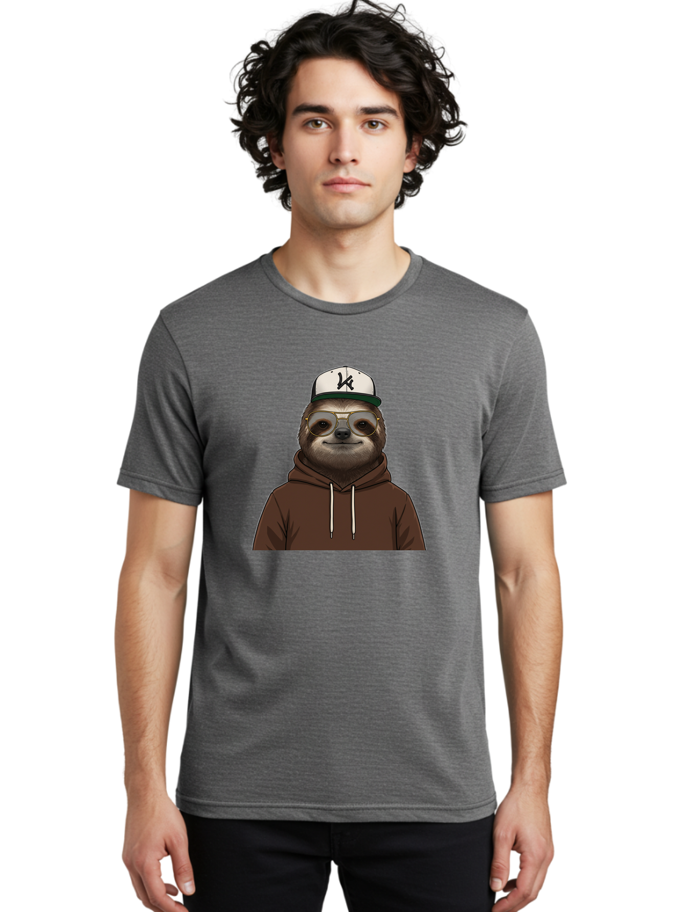 Sloth-In-Baseball-Cap Men'S Graphic Tee, 100% Cotton, Comfortable Casual Summer Wear, Machine Washable, Vintage Camera, Old Camera, Antique Camera, Black Camera, Classic Photography, Photography Equipment, Nostalgic Device, Film Camera, Ban512