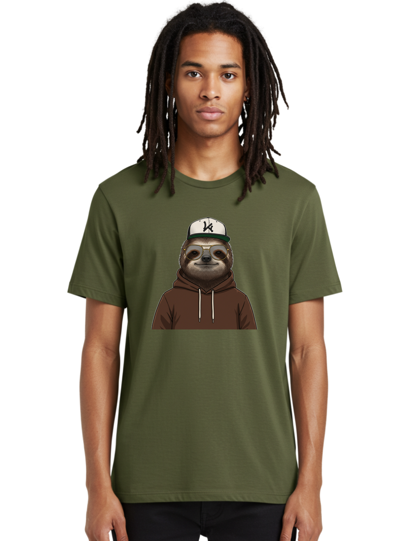 Sloth-In-Baseball-Cap Men'S Graphic Tee, 100% Cotton, Comfortable Casual Summer Wear, Machine Washable, Vintage Camera, Old Camera, Antique Camera, Black Camera, Classic Photography, Photography Equipment, Nostalgic Device, Film Camera, Ban512