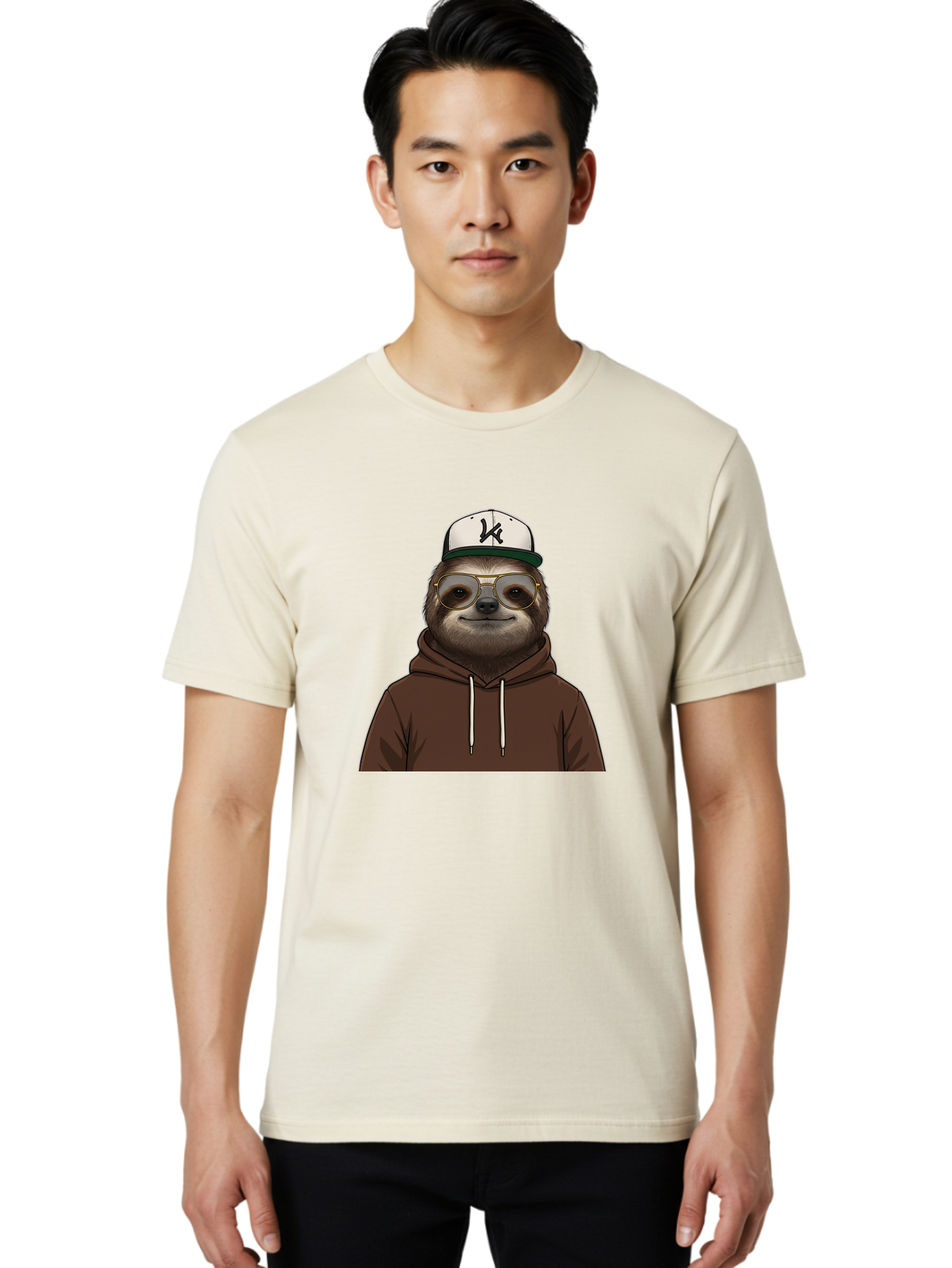 Sloth-In-Baseball-Cap Men'S Graphic Tee, 100% Cotton, Comfortable Casual Summer Wear, Machine Washable, Vintage Camera, Old Camera, Antique Camera, Black Camera, Classic Photography, Photography Equipment, Nostalgic Device, Film Camera, Ban512