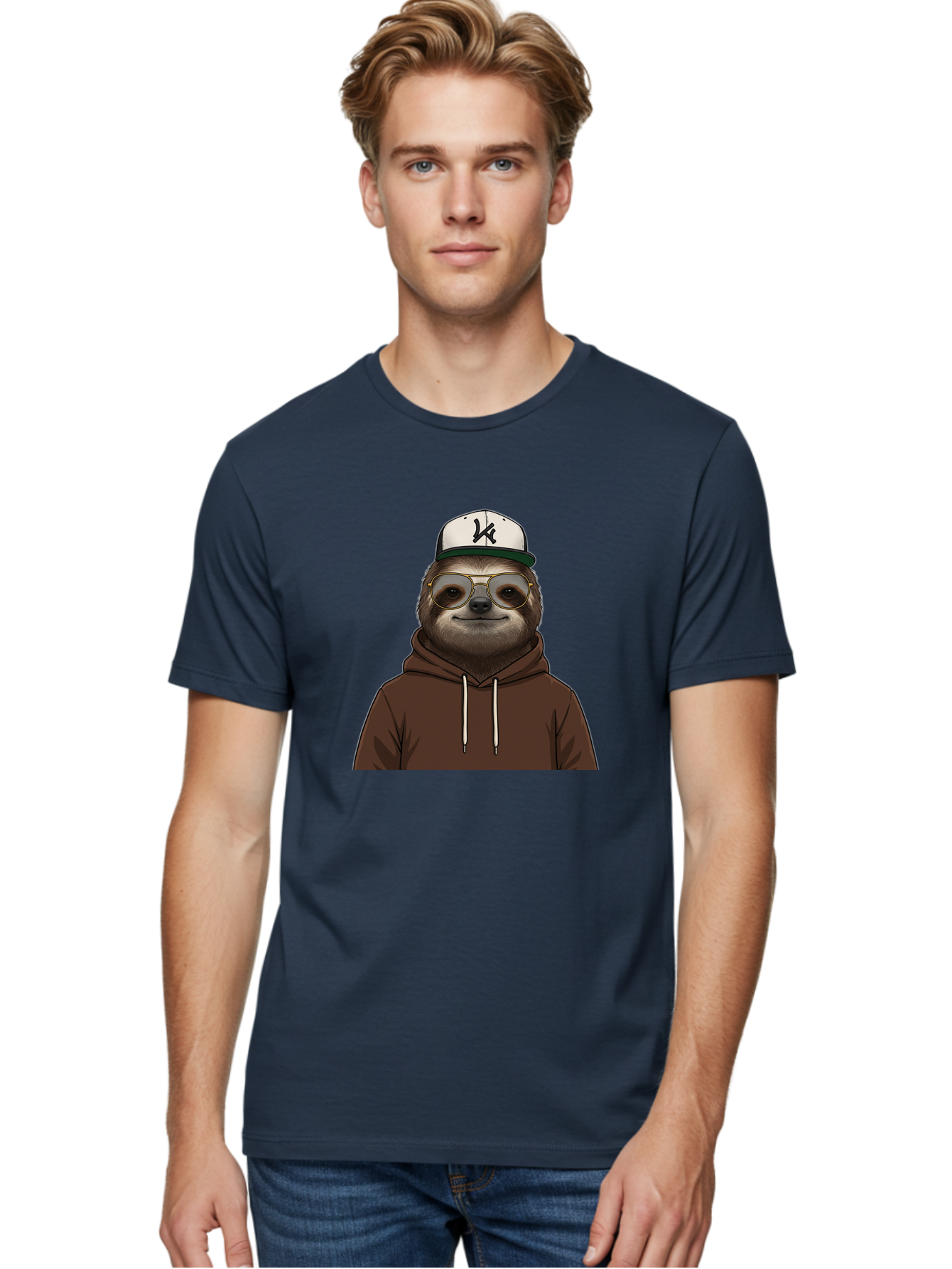 Sloth-In-Baseball-Cap Men'S Graphic Tee, 100% Cotton, Comfortable Casual Summer Wear, Machine Washable, Vintage Camera, Old Camera, Antique Camera, Black Camera, Classic Photography, Photography Equipment, Nostalgic Device, Film Camera, Ban512