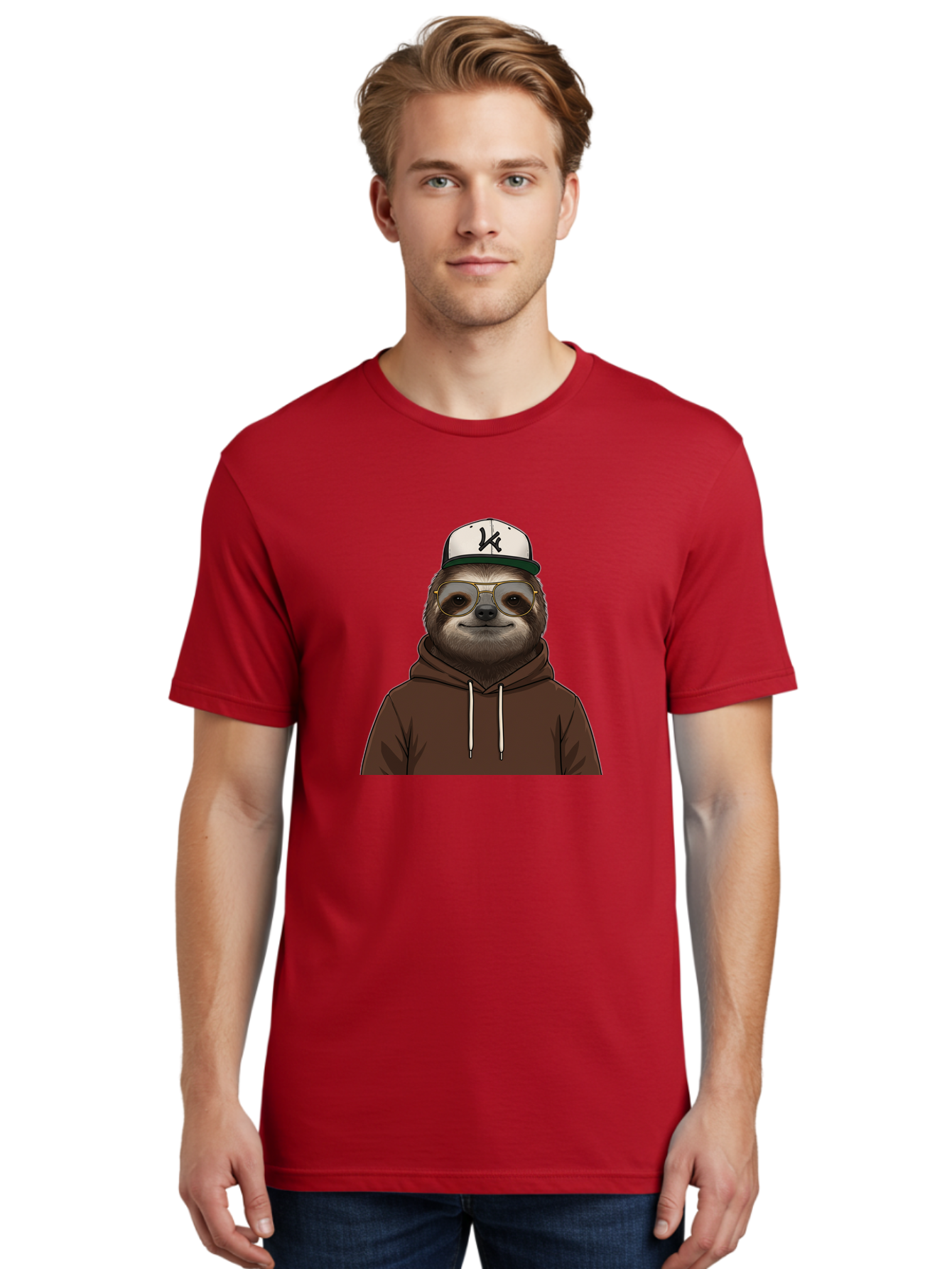 Sloth-In-Baseball-Cap Men'S Graphic Tee, 100% Cotton, Comfortable Casual Summer Wear, Machine Washable, Vintage Camera, Old Camera, Antique Camera, Black Camera, Classic Photography, Photography Equipment, Nostalgic Device, Film Camera, Ban512