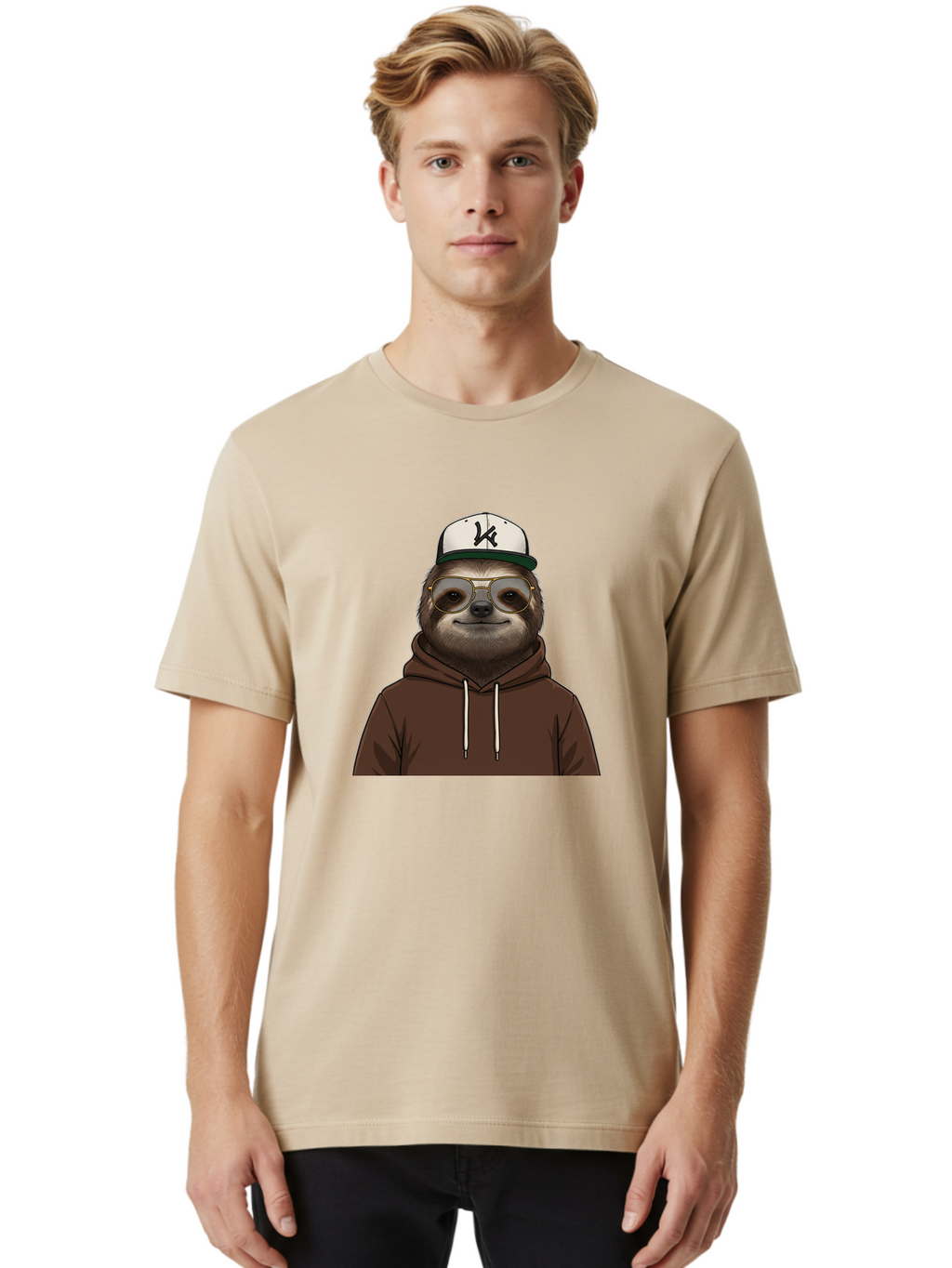 Sloth-In-Baseball-Cap Men'S Graphic Tee, 100% Cotton, Comfortable Casual Summer Wear, Machine Washable, Vintage Camera, Old Camera, Antique Camera, Black Camera, Classic Photography, Photography Equipment, Nostalgic Device, Film Camera, Ban512