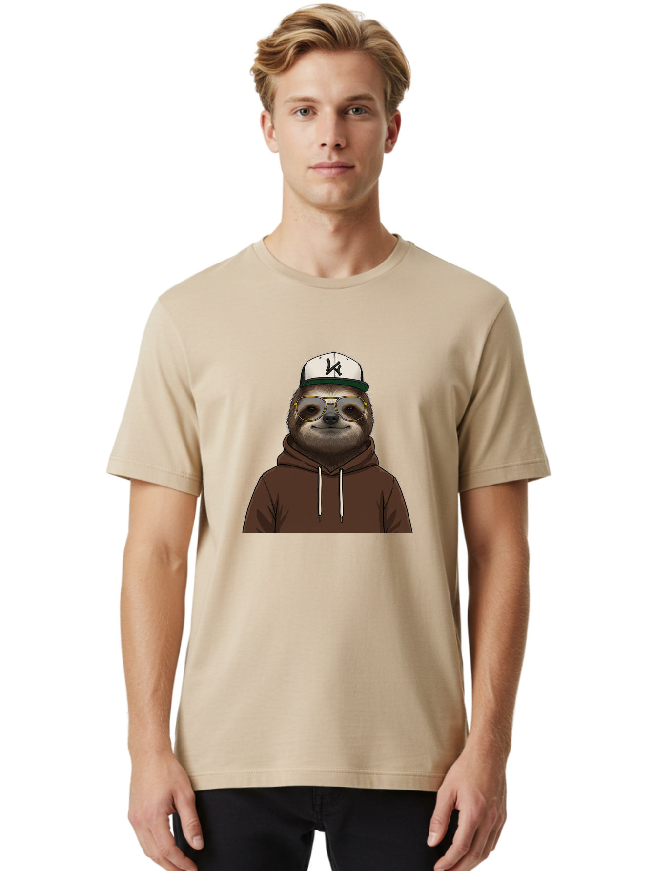 Sloth-In-Baseball-Cap Men'S Graphic Tee, 100% Cotton, Comfortable Casual Summer Wear, Machine Washable, Vintage Camera, Old Camera, Antique Camera, Black Camera, Classic Photography, Photography Equipment, Nostalgic Device, Film Camera, Ban512