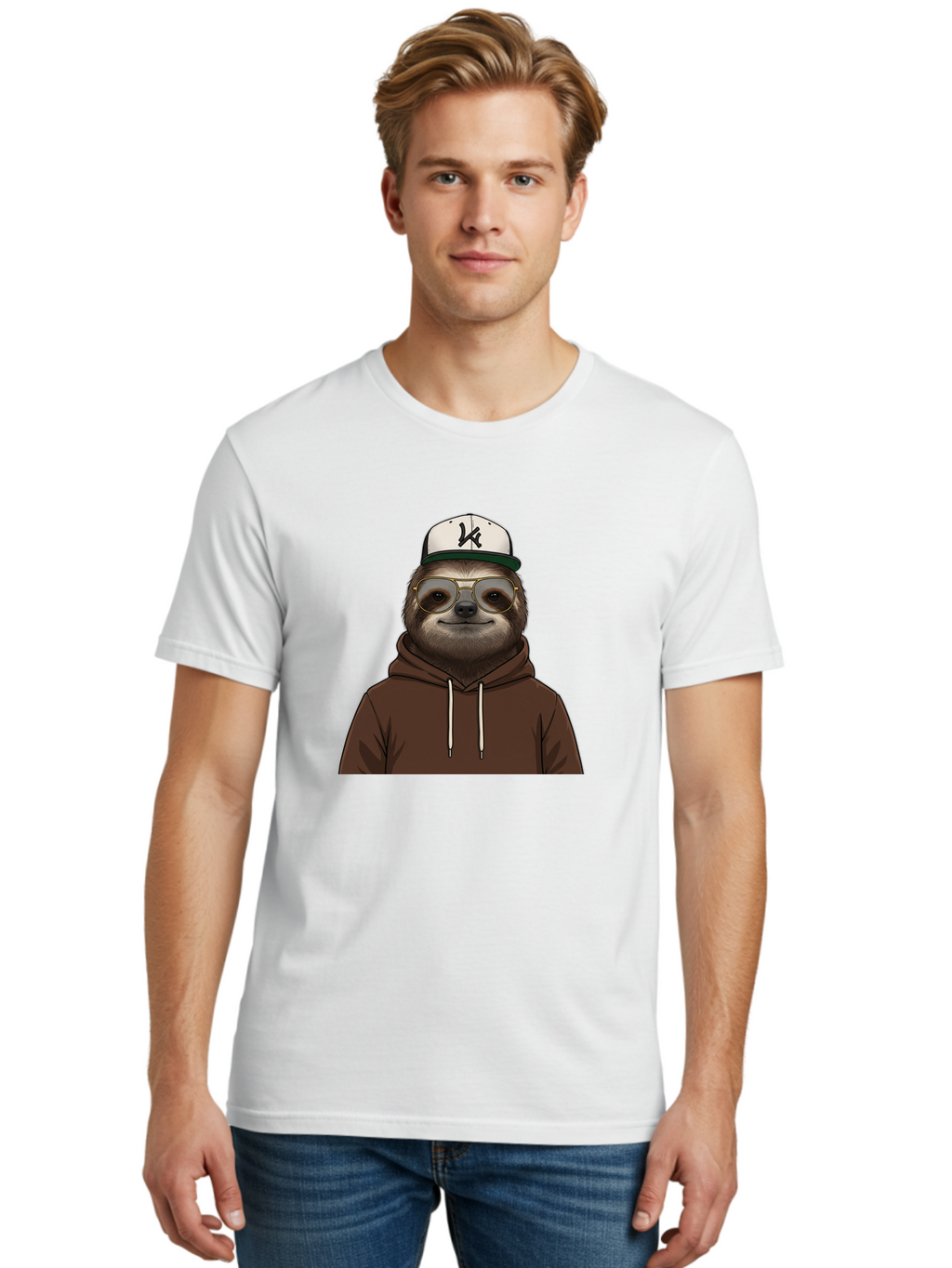Sloth-In-Baseball-Cap Men'S Graphic Tee, 100% Cotton, Comfortable Casual Summer Wear, Machine Washable, Vintage Camera, Old Camera, Antique Camera, Black Camera, Classic Photography, Photography Equipment, Nostalgic Device, Film Camera, Ban512