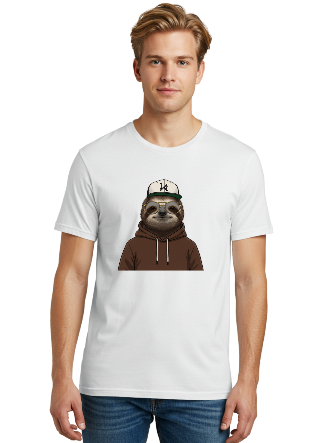 Sloth-In-Baseball-Cap Men'S Graphic Tee, 100% Cotton, Comfortable Casual Summer Wear, Machine Washable, Vintage Camera, Old Camera, Antique Camera, Black Camera, Classic Photography, Photography Equipment, Nostalgic Device, Film Camera, Ban512
