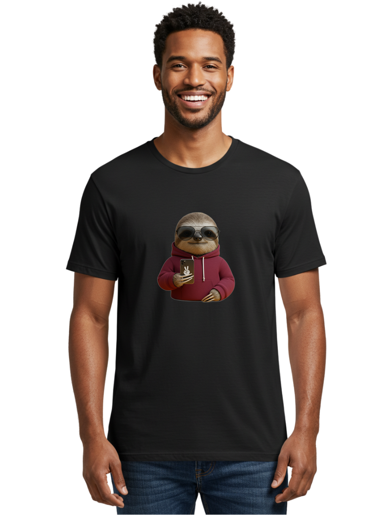 Sloth-In-Hoodie Men'S Graphic Tee, 100% Cotton, Comfortable Casual Summer Wear, Machine Washable, Vintage Camera, Old Camera, Antique Camera, Black Camera, Classic Photography, Photography Equipment, Nostalgic Device, Film Camera, Camera Art Ban513