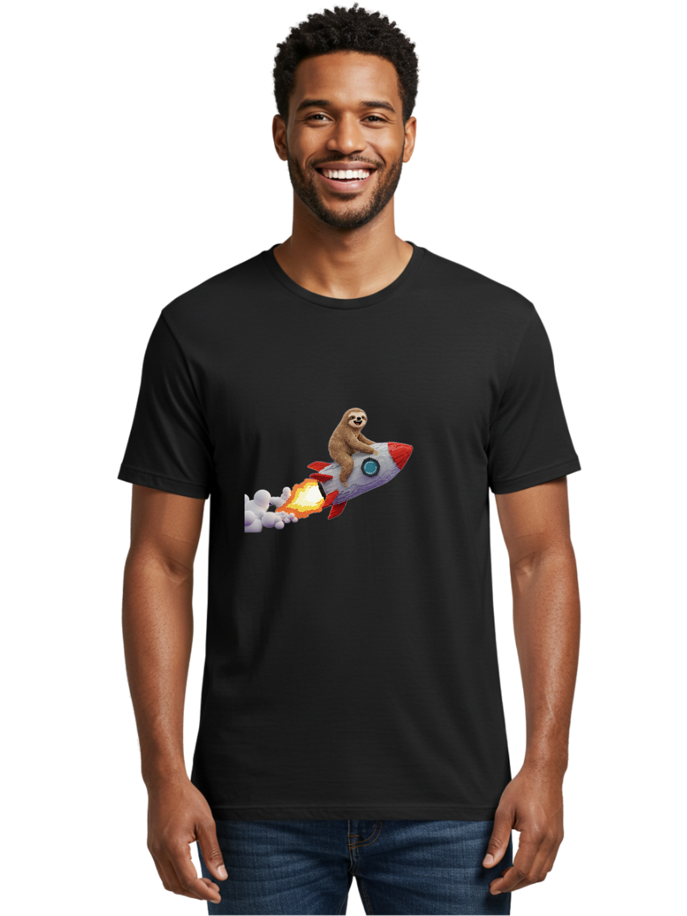 Sloth-On-Rocket-2 Men'S Graphic Tee, 100% Cotton, Comfortable Casual Summer Wear, Machine Washable, Vintage Camera, Old Camera, Antique Camera, Black Camera, Classic Photography, Photography Equipment, Nostalgic Device, Film Camera, Camera Art Ban517