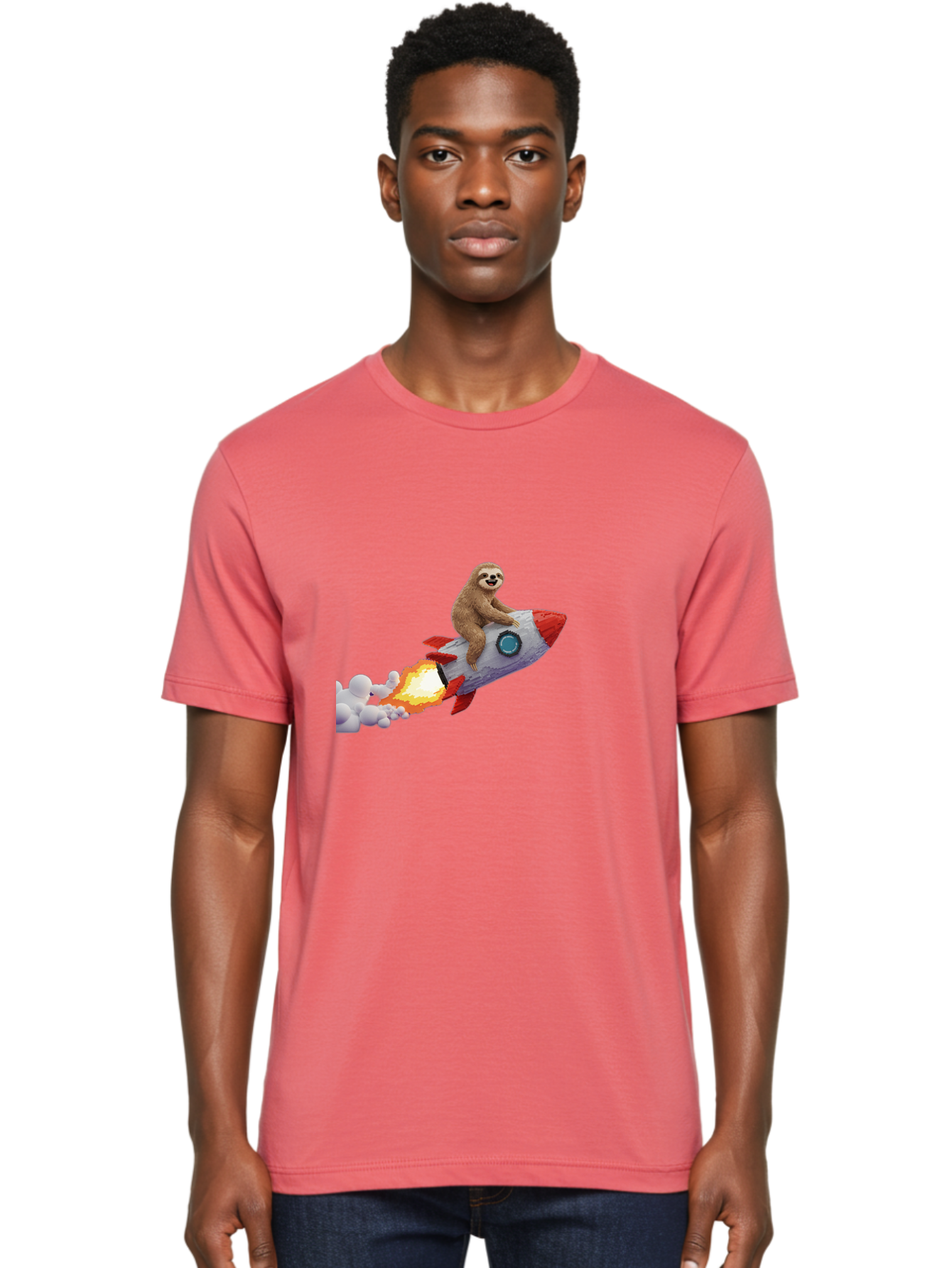 Sloth-On-Rocket-2 Men'S Graphic Tee, 100% Cotton, Comfortable Casual Summer Wear, Machine Washable, Vintage Camera, Old Camera, Antique Camera, Black Camera, Classic Photography, Photography Equipment, Nostalgic Device, Film Camera, Camera Art Ban517