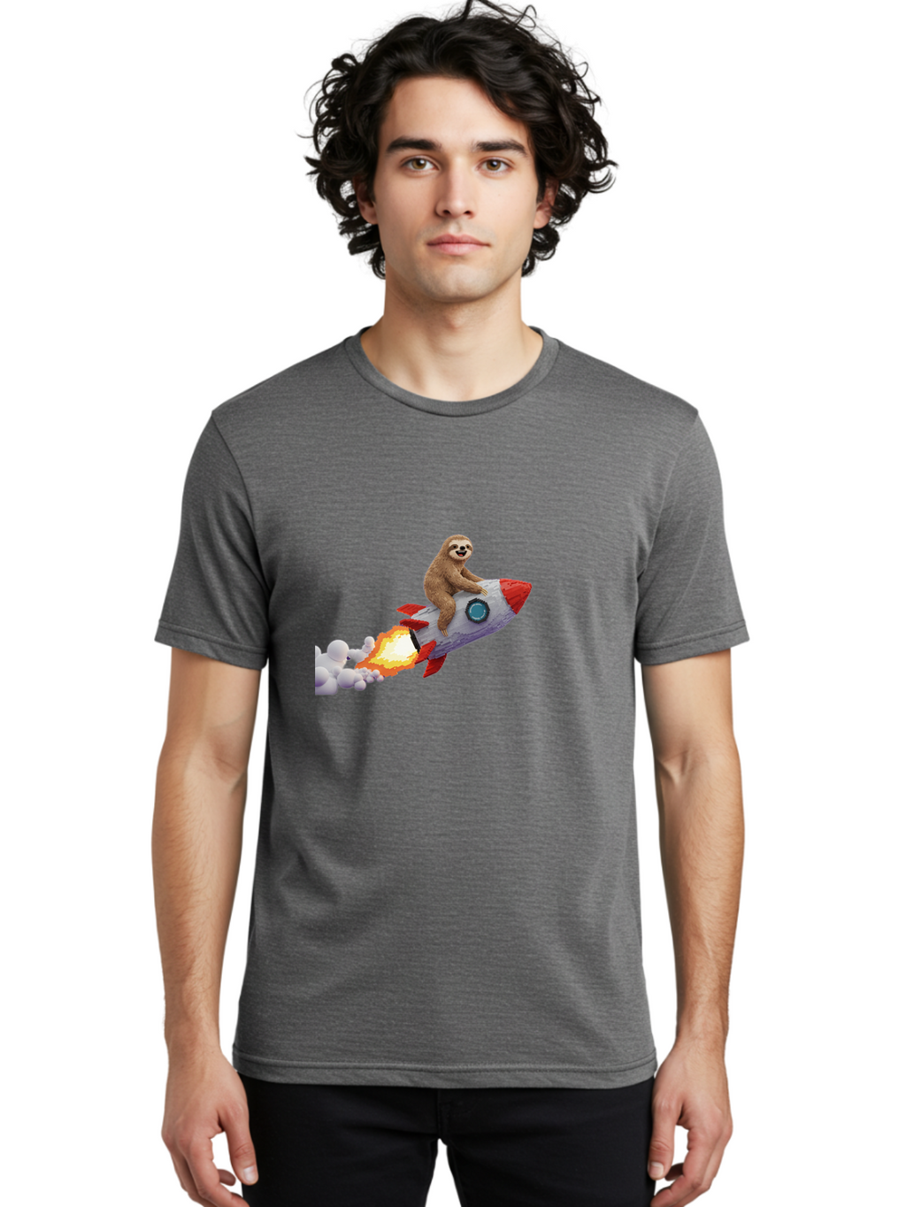 Sloth-On-Rocket-2 Men'S Graphic Tee, 100% Cotton, Comfortable Casual Summer Wear, Machine Washable, Vintage Camera, Old Camera, Antique Camera, Black Camera, Classic Photography, Photography Equipment, Nostalgic Device, Film Camera, Camera Art Ban517