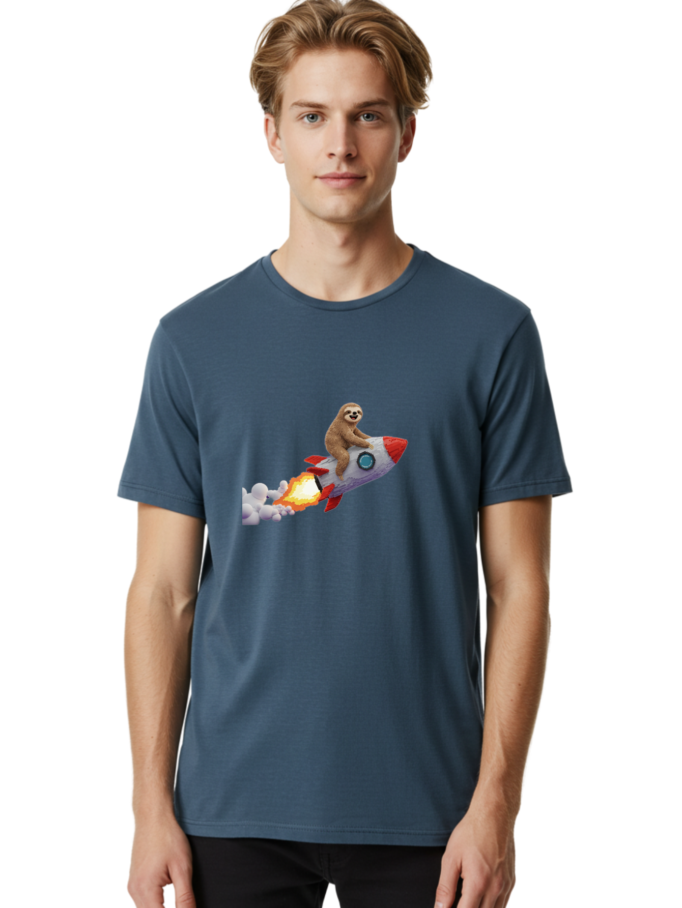 Sloth-On-Rocket-2 Men'S Graphic Tee, 100% Cotton, Comfortable Casual Summer Wear, Machine Washable, Vintage Camera, Old Camera, Antique Camera, Black Camera, Classic Photography, Photography Equipment, Nostalgic Device, Film Camera, Camera Art Ban517