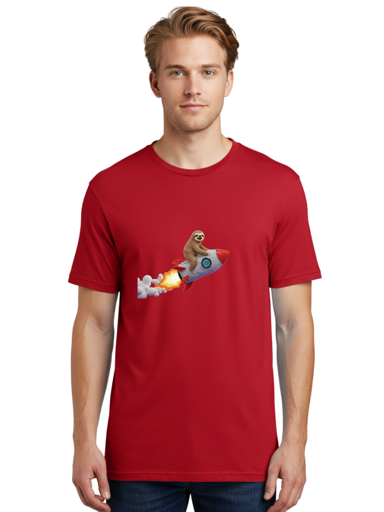 Sloth-On-Rocket-2 Men'S Graphic Tee, 100% Cotton, Comfortable Casual Summer Wear, Machine Washable, Vintage Camera, Old Camera, Antique Camera, Black Camera, Classic Photography, Photography Equipment, Nostalgic Device, Film Camera, Camera Art Ban517