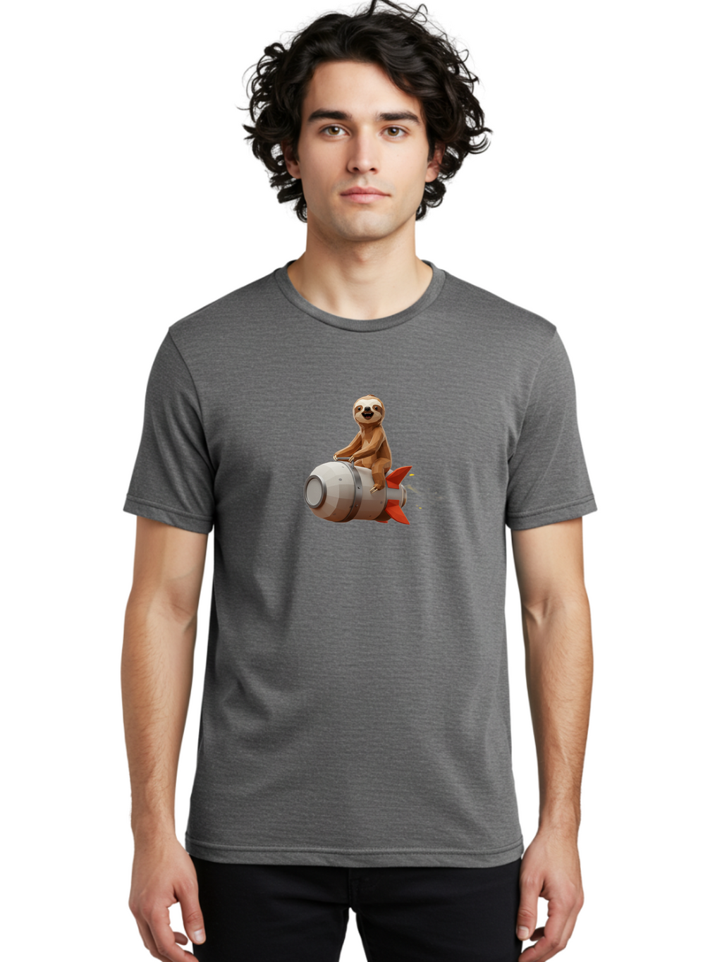Sloth-On-Rocket-3 Men'S Graphic Tee, 100% Cotton, Comfortable Casual Summer Wear, Machine Washable, Vintage Camera, Old Camera, Antique Camera, Black Camera, Classic Photography, Photography Equipment, Nostalgic Device, Film Camera, Camera Art Ban518