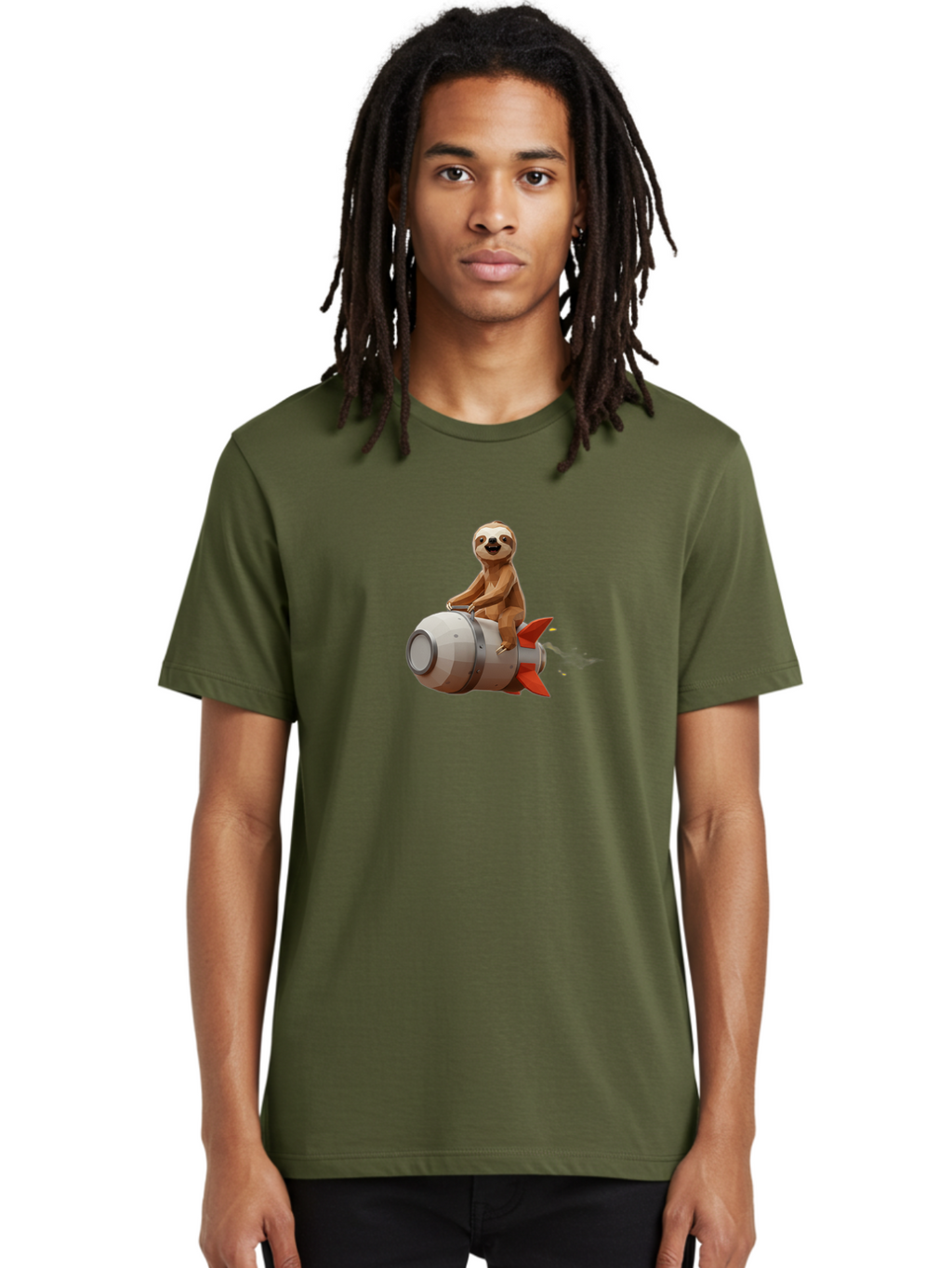 Sloth-On-Rocket-3 Men'S Graphic Tee, 100% Cotton, Comfortable Casual Summer Wear, Machine Washable, Vintage Camera, Old Camera, Antique Camera, Black Camera, Classic Photography, Photography Equipment, Nostalgic Device, Film Camera, Camera Art Ban518