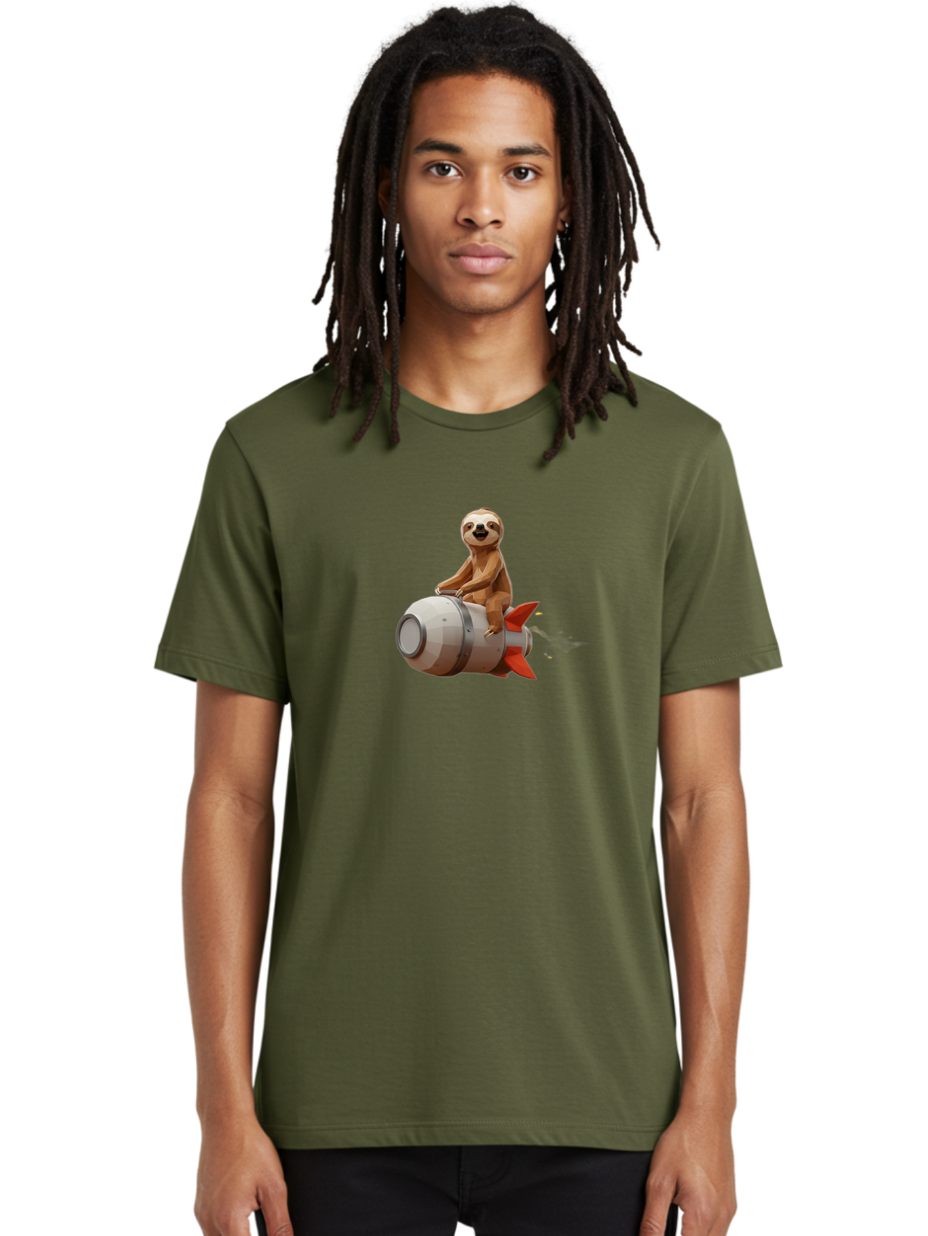 Sloth-On-Rocket-3 Men'S Graphic Tee, 100% Cotton, Comfortable Casual Summer Wear, Machine Washable, Vintage Camera, Old Camera, Antique Camera, Black Camera, Classic Photography, Photography Equipment, Nostalgic Device, Film Camera, Camera Art Ban518