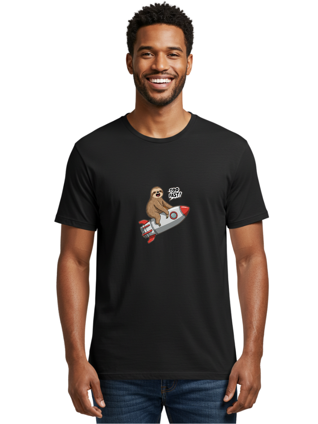Sloth-On-Rocket-Too-Fast Men'S Graphic Tee, 100% Cotton, Comfortable Casual Summer Wear, Machine Washable, Vintage Camera, Old Camera, Antique Camera, Black Camera, Classic Photography, Photography Equipment, Nostalgic Device, Film Camera, Ban519