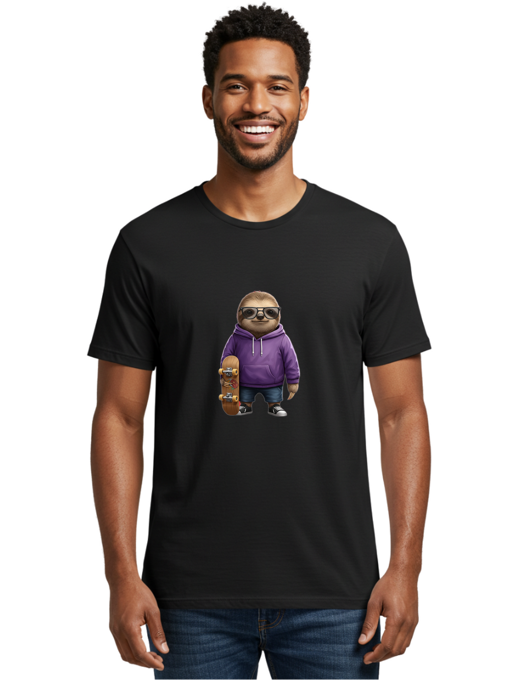 Sloth-With-Skateboard Men'S Graphic Tee, 100% Cotton, Comfortable Casual Summer Wear, Machine Washable, Vintage Camera, Old Camera, Antique Camera, Black Camera, Classic Photography, Photography Equipment, Nostalgic Device, Film Camera, Ban523