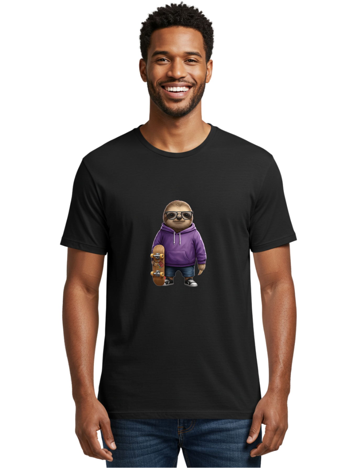 Sloth-With-Skateboard Men'S Graphic Tee, 100% Cotton, Comfortable Casual Summer Wear, Machine Washable, Vintage Camera, Old Camera, Antique Camera, Black Camera, Classic Photography, Photography Equipment, Nostalgic Device, Film Camera, Ban523