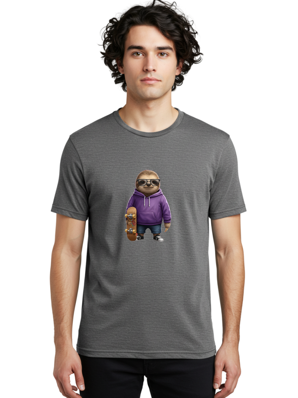 Sloth-With-Skateboard Men'S Graphic Tee, 100% Cotton, Comfortable Casual Summer Wear, Machine Washable, Vintage Camera, Old Camera, Antique Camera, Black Camera, Classic Photography, Photography Equipment, Nostalgic Device, Film Camera, Ban523