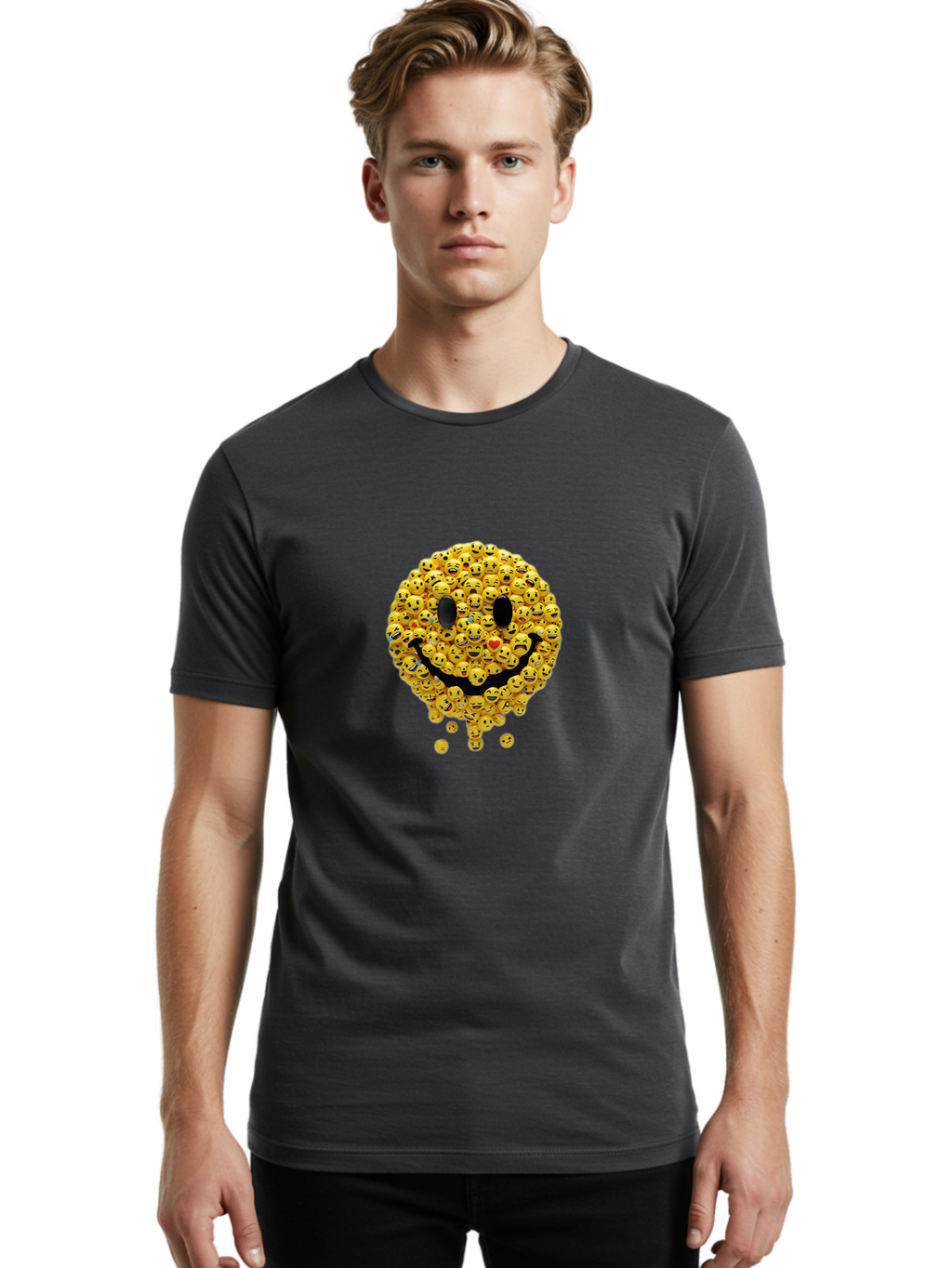 Smile-Emoji Men'S Graphic Tee, 100% Cotton, Comfortable Casual Summer Wear, Machine Washable, Vintage Camera, Old Camera, Antique Camera, Black Camera, Classic Photography, Photography Equipment, Nostalgic Device, Film Camera, Camera Art Ban524