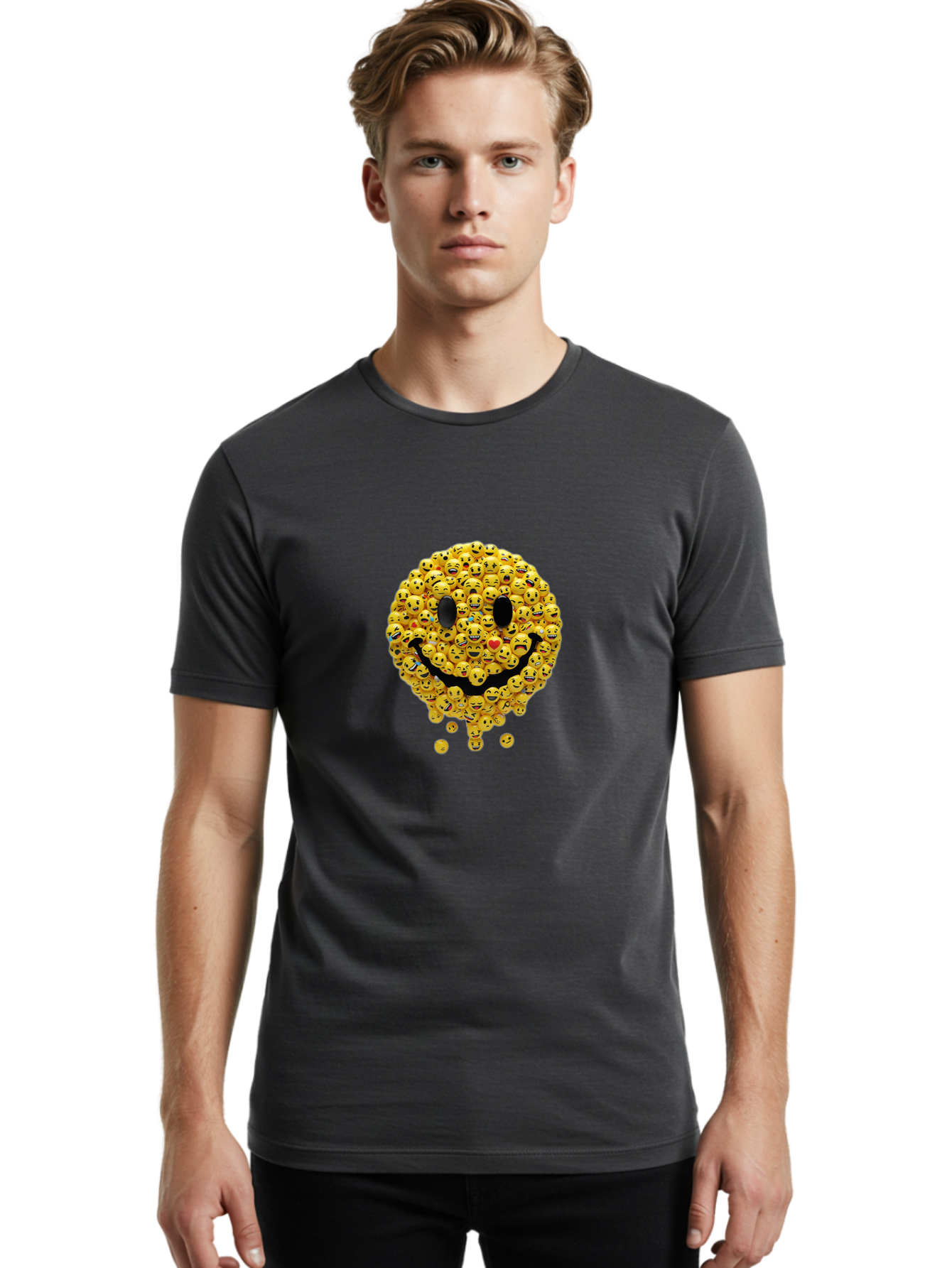 Smile-Emoji Men'S Graphic Tee, 100% Cotton, Comfortable Casual Summer Wear, Machine Washable, Vintage Camera, Old Camera, Antique Camera, Black Camera, Classic Photography, Photography Equipment, Nostalgic Device, Film Camera, Camera Art Ban524