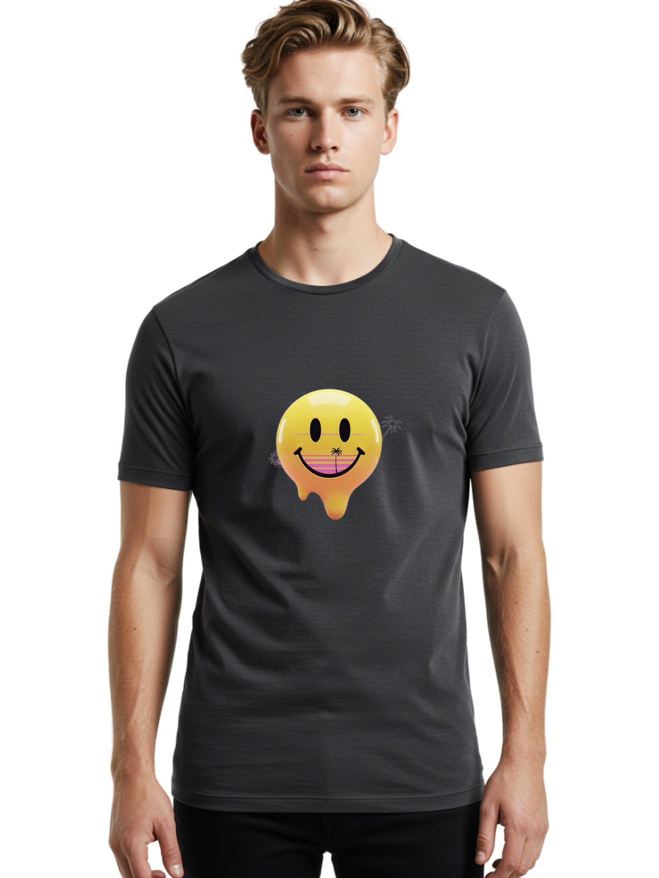 Smiley-Face-1 Men'S Graphic Tee, 100% Cotton, Comfortable Casual Summer Wear, Machine Washable, Vintage Camera, Old Camera, Antique Camera, Black Camera, Classic Photography, Photography Equipment, Nostalgic Device, Film Camera, Camera Art Ban525