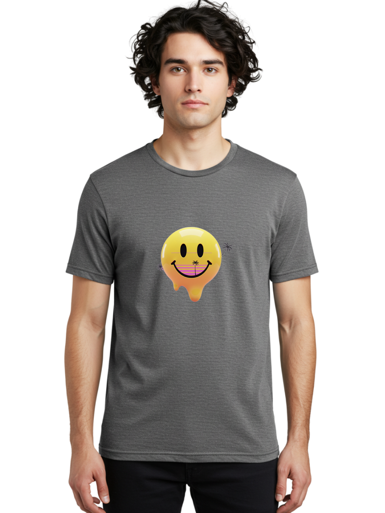 Smiley-Face-1 Men'S Graphic Tee, 100% Cotton, Comfortable Casual Summer Wear, Machine Washable, Vintage Camera, Old Camera, Antique Camera, Black Camera, Classic Photography, Photography Equipment, Nostalgic Device, Film Camera, Camera Art Ban525