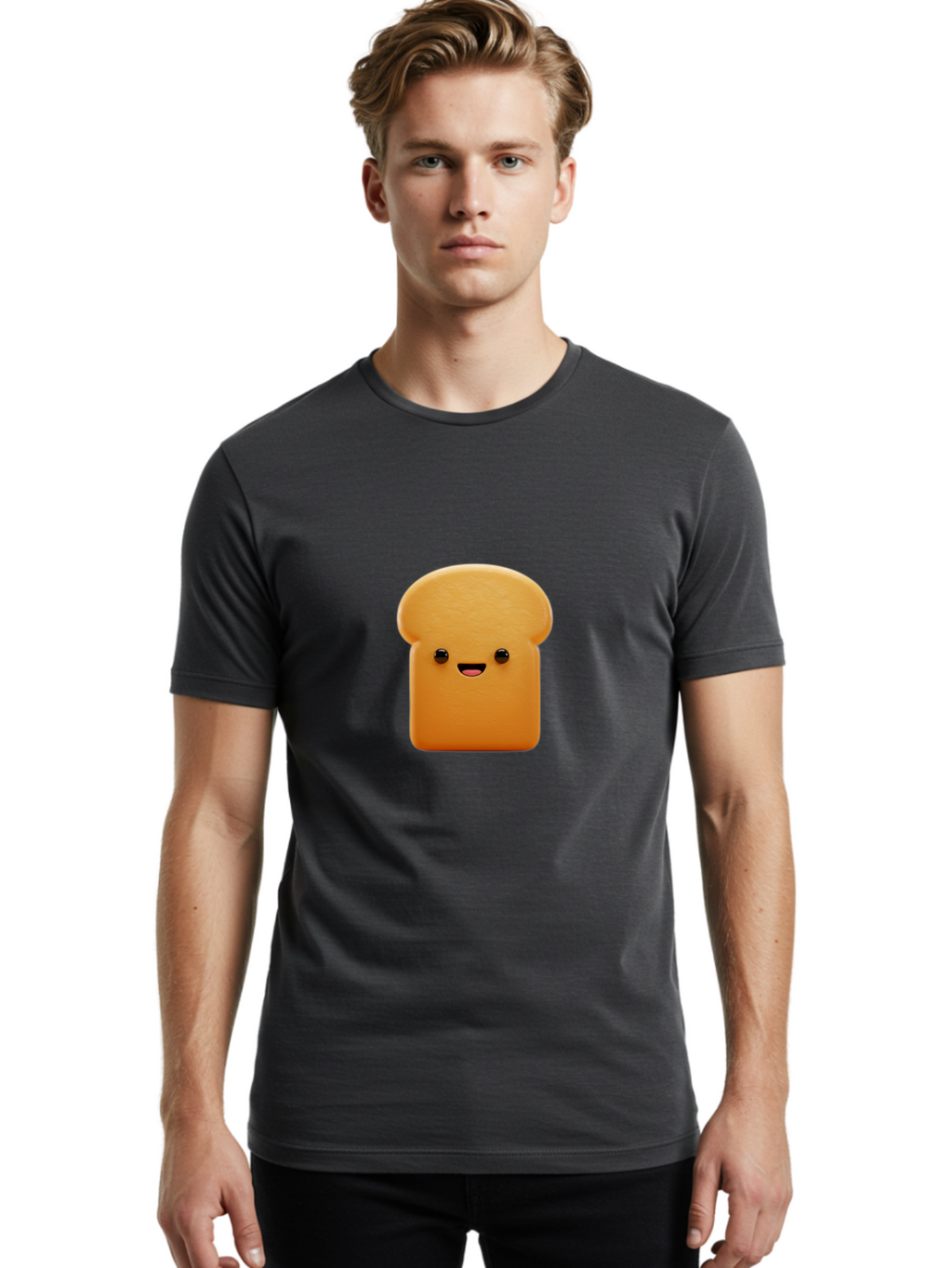 Smiling-Bread-Character Men'S Graphic Tee, 100% Cotton, Comfortable Casual Summer Wear, Machine Washable, Vintage Camera, Old Camera, Antique Camera, Black Camera, Classic Photography, Photography Equipment, Nostalgic Device, Film Camera, Ban531