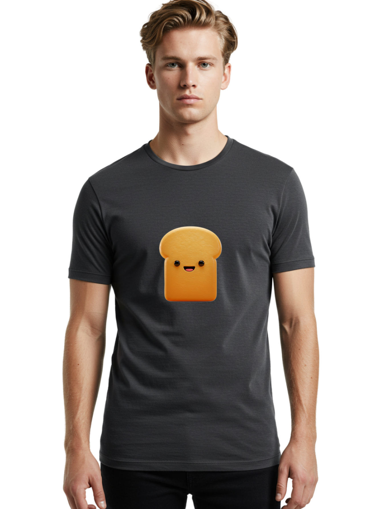 Smiling-Bread-Character Men'S Graphic Tee, 100% Cotton, Comfortable Casual Summer Wear, Machine Washable, Vintage Camera, Old Camera, Antique Camera, Black Camera, Classic Photography, Photography Equipment, Nostalgic Device, Film Camera, Ban531