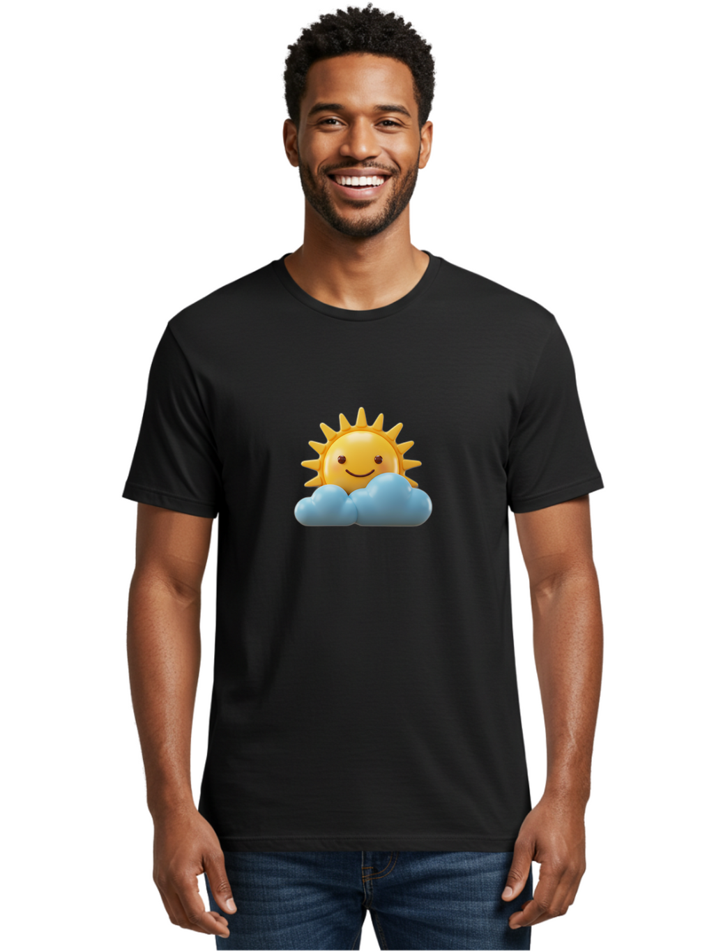 Smiling-Sun-Behind-Clouds Men'S Graphic Tee, 100% Cotton, Comfortable Casual Summer Wear, Machine Washable, Vintage Camera, Old Camera, Antique Camera, Black Camera, Classic Photography, Photography Equipment, Nostalgic Device, Film Camera, Ban544