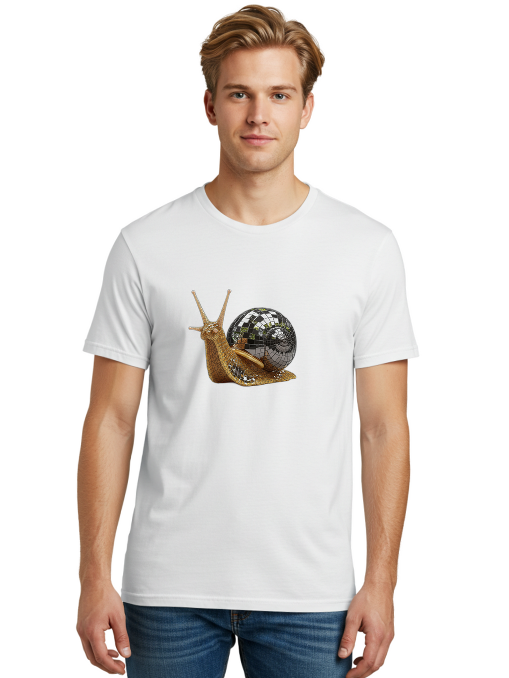 Snail-Disco-Ball Men'S Graphic Tee, 100% Cotton, Comfortable Casual Summer Wear, Machine Washable, Vintage Camera, Old Camera, Antique Camera, Black Camera, Classic Photography, Photography Equipment, Nostalgic Device, Film Camera, Camera Art Ban558