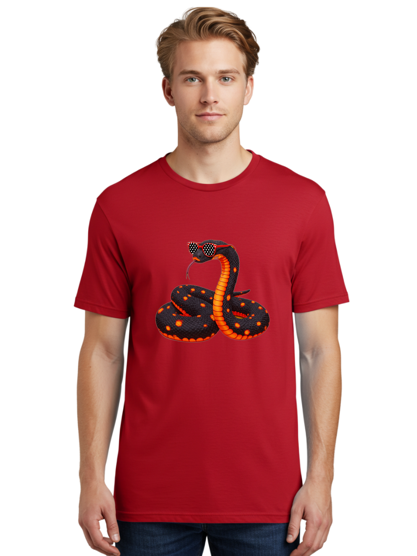 Snake-In-Sunglasses-1 Men'S Graphic Tee, 100% Cotton, Comfortable Casual Summer Wear, Machine Washable, Vintage Camera, Old Camera, Antique Camera, Black Camera, Classic Photography, Photography Equipment, Nostalgic Device, Film Camera, Ban577