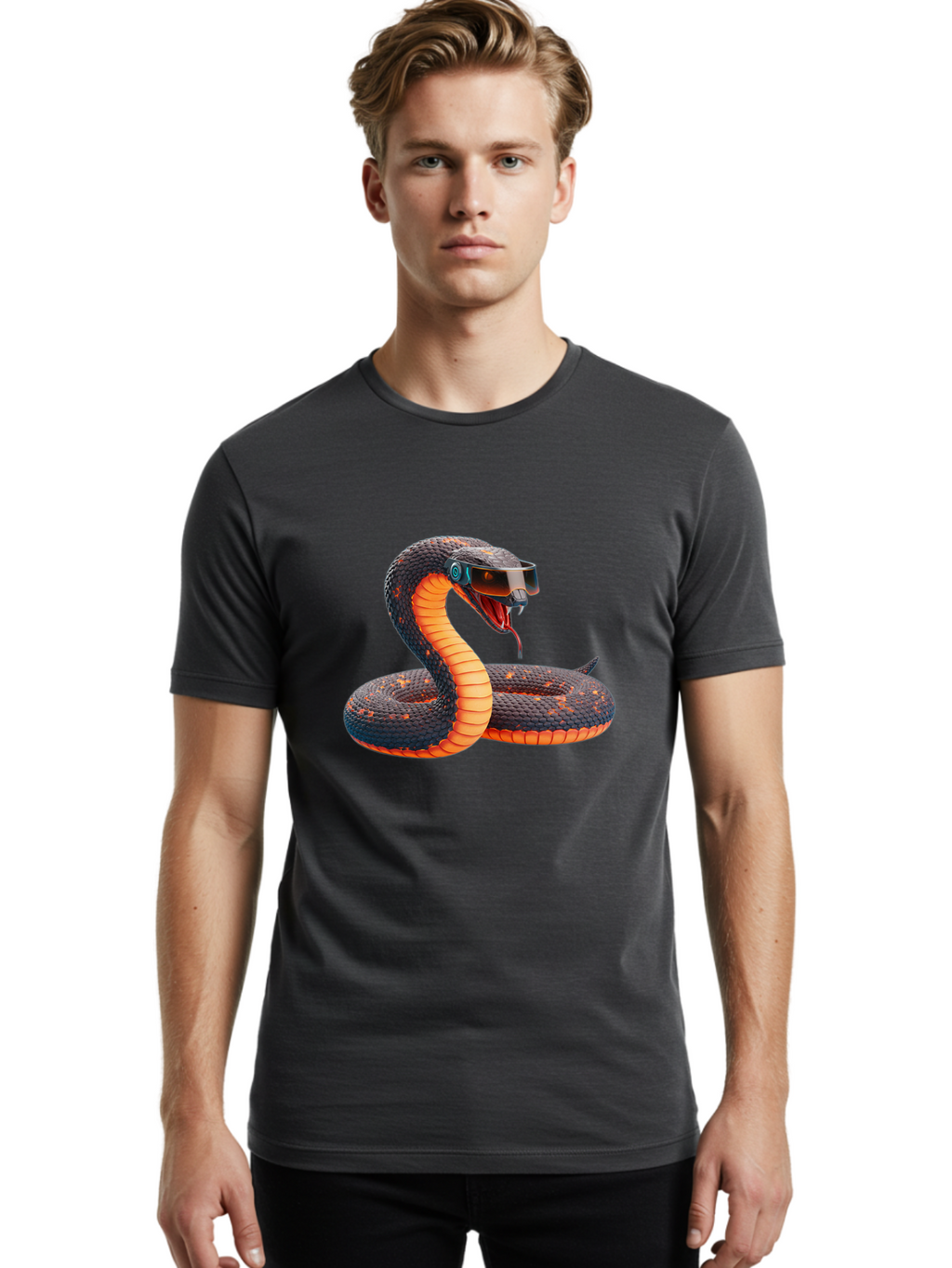 Snake-Vr-Goggles Men'S Graphic Tee, 100% Cotton, Comfortable Casual Summer Wear, Machine Washable, Vintage Camera, Old Camera, Antique Camera, Black Camera, Classic Photography, Photography Equipment, Nostalgic Device, Film Camera, Camera Art Ban581