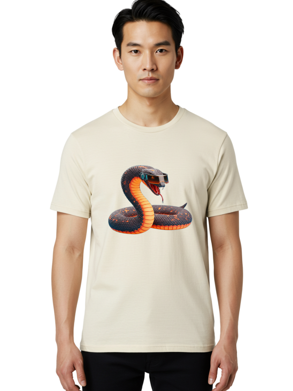 Snake-Vr-Goggles Men'S Graphic Tee, 100% Cotton, Comfortable Casual Summer Wear, Machine Washable, Vintage Camera, Old Camera, Antique Camera, Black Camera, Classic Photography, Photography Equipment, Nostalgic Device, Film Camera, Camera Art Ban581