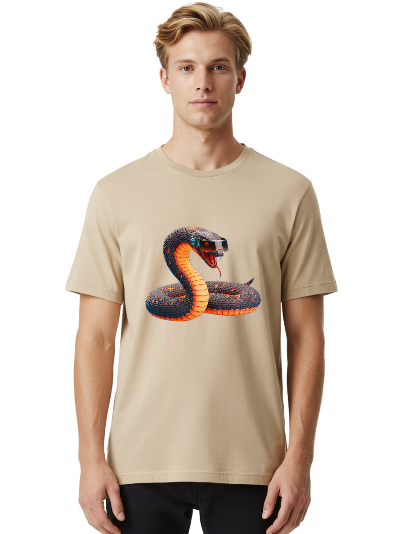Snake-Vr-Goggles Men'S Graphic Tee, 100% Cotton, Comfortable Casual Summer Wear, Machine Washable, Vintage Camera, Old Camera, Antique Camera, Black Camera, Classic Photography, Photography Equipment, Nostalgic Device, Film Camera, Camera Art Ban581
