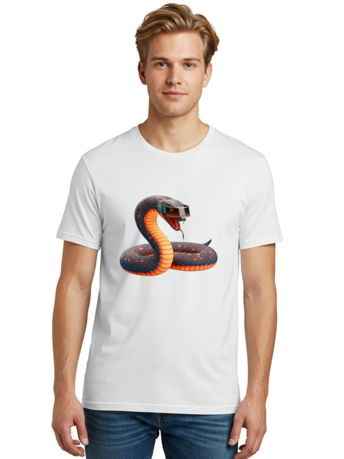 Snake-Vr-Goggles Men'S Graphic Tee, 100% Cotton, Comfortable Casual Summer Wear, Machine Washable, Vintage Camera, Old Camera, Antique Camera, Black Camera, Classic Photography, Photography Equipment, Nostalgic Device, Film Camera, Camera Art Ban581